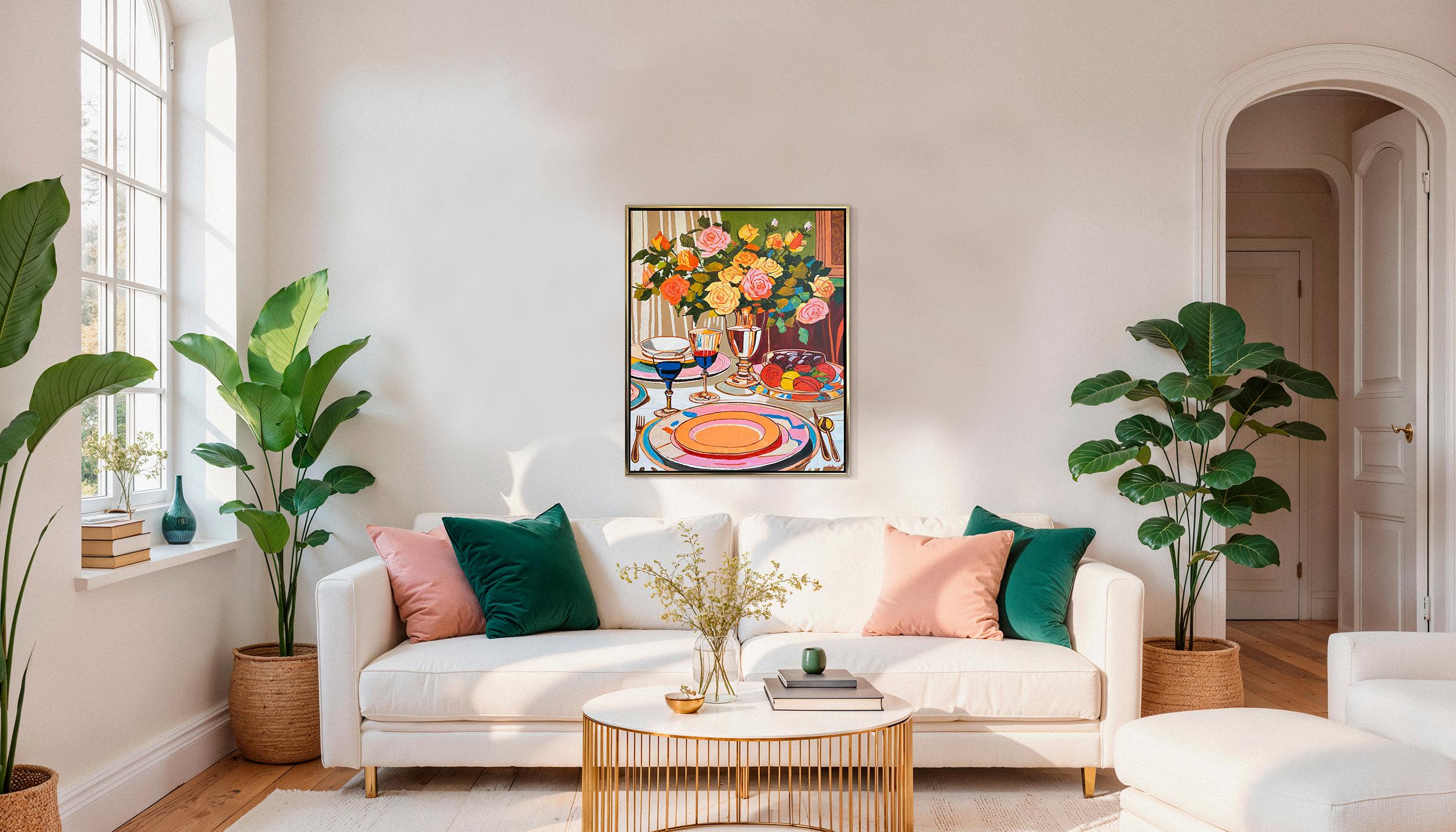 Momente, die wie Wein gegossen wurden von K.Husslein Impasto-Blumen-Esstisch-Gemälde im Angebot 8