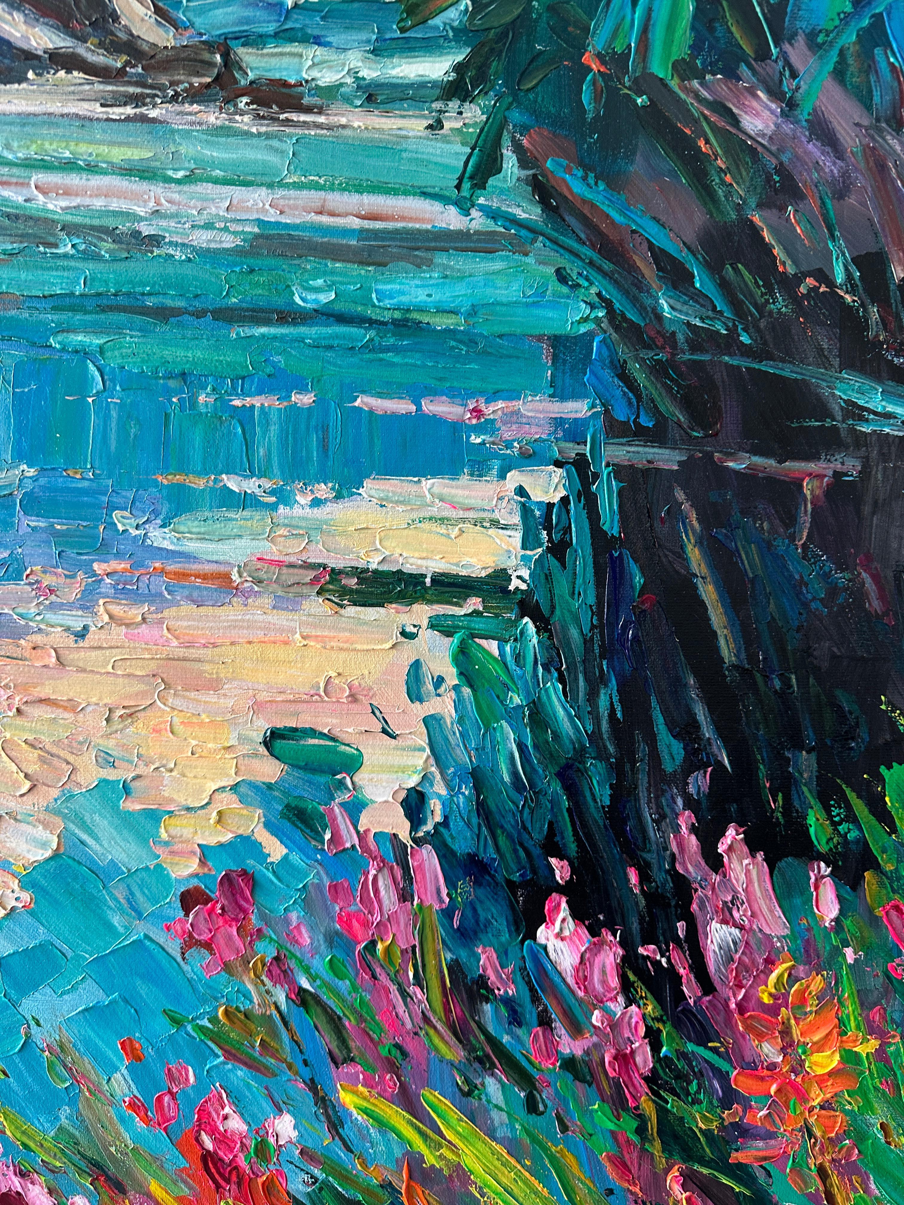 My favourite Memories of Us von K. Husslein Impasto Landscape Bali Gemälde im Angebot 5