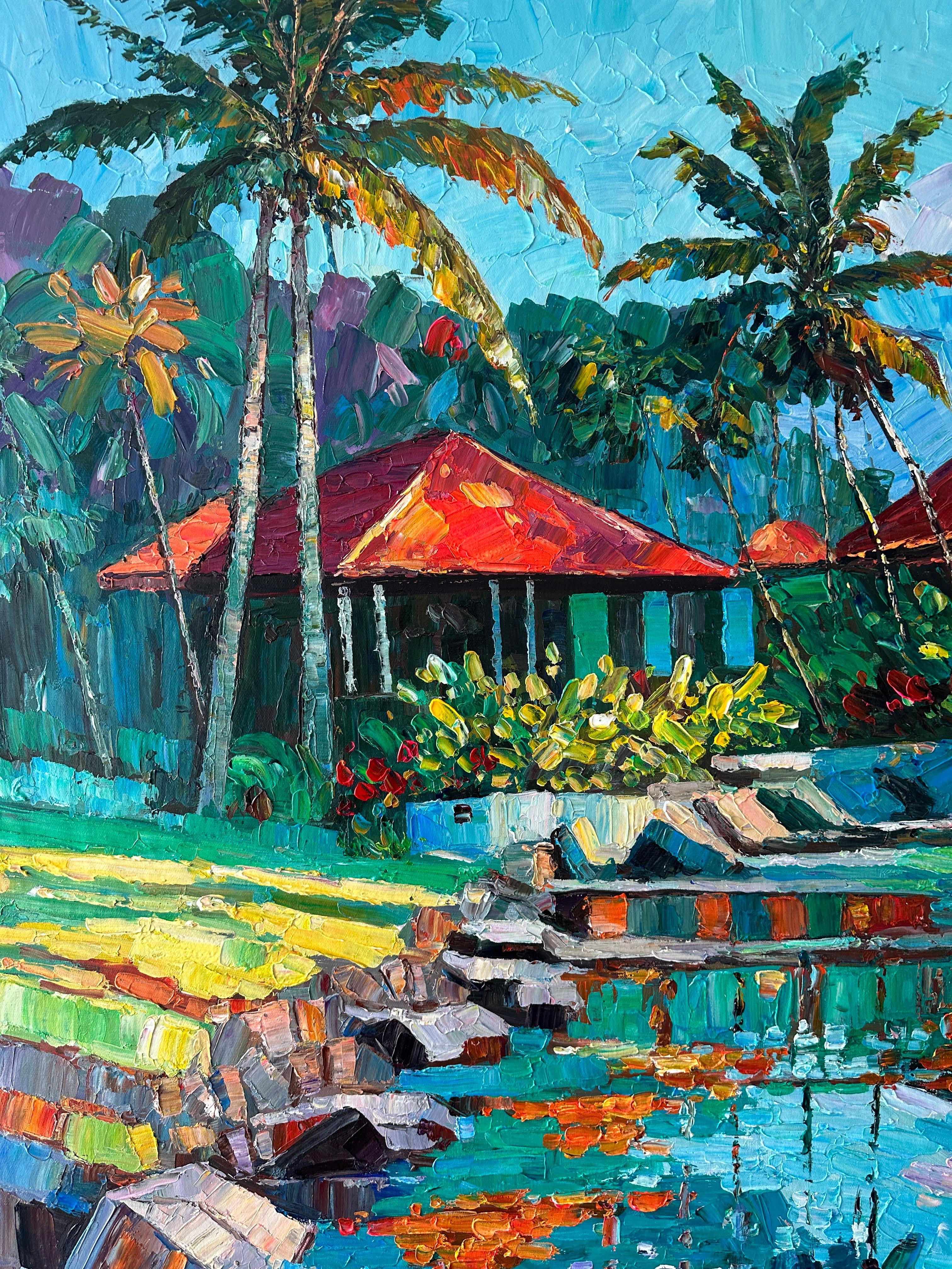 My favourite Memories of Us von K. Husslein Impasto Landscape Bali Gemälde im Angebot 6