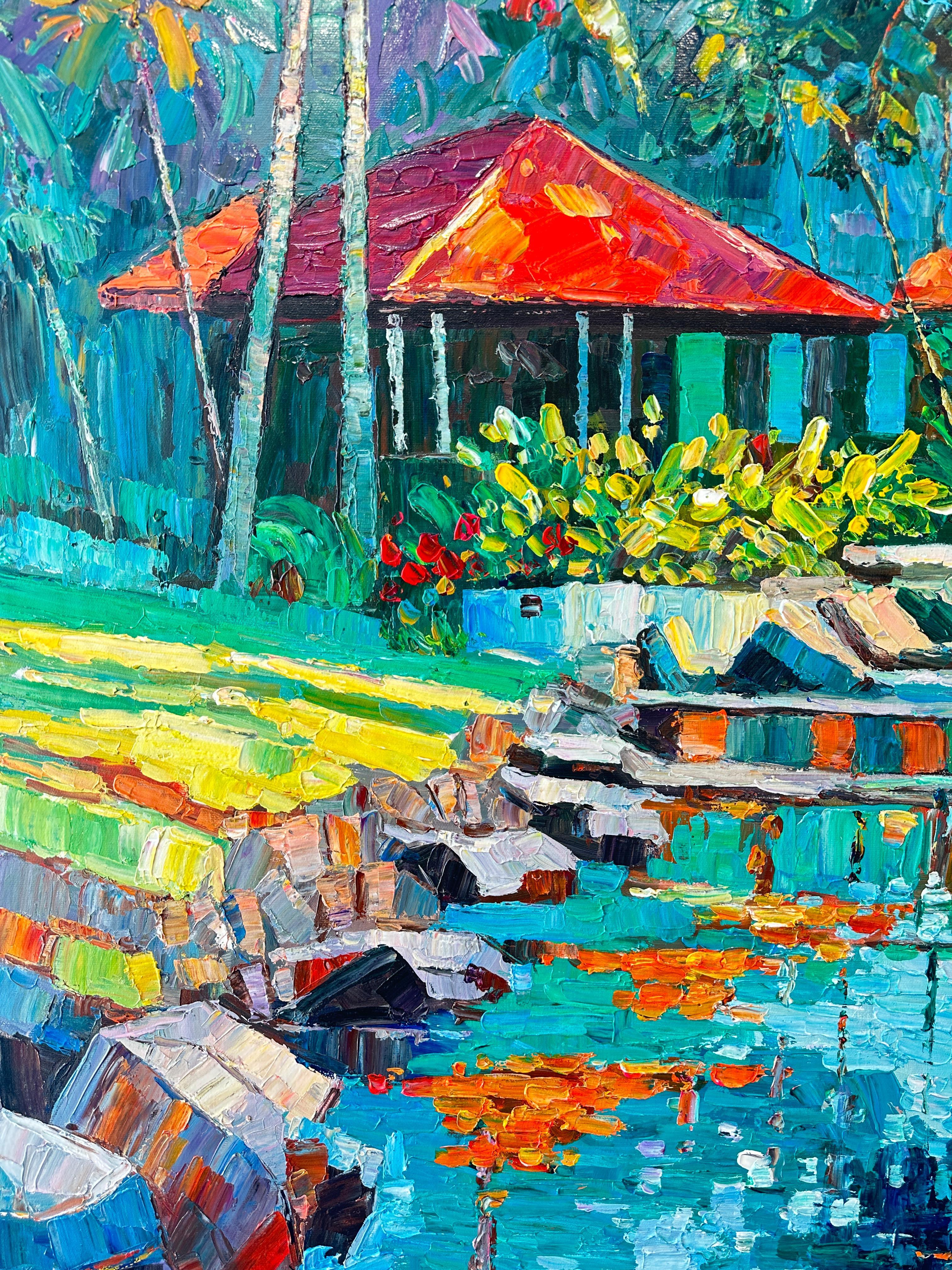 My favourite Memories of Us von K. Husslein Impasto Landscape Bali Gemälde im Angebot 9