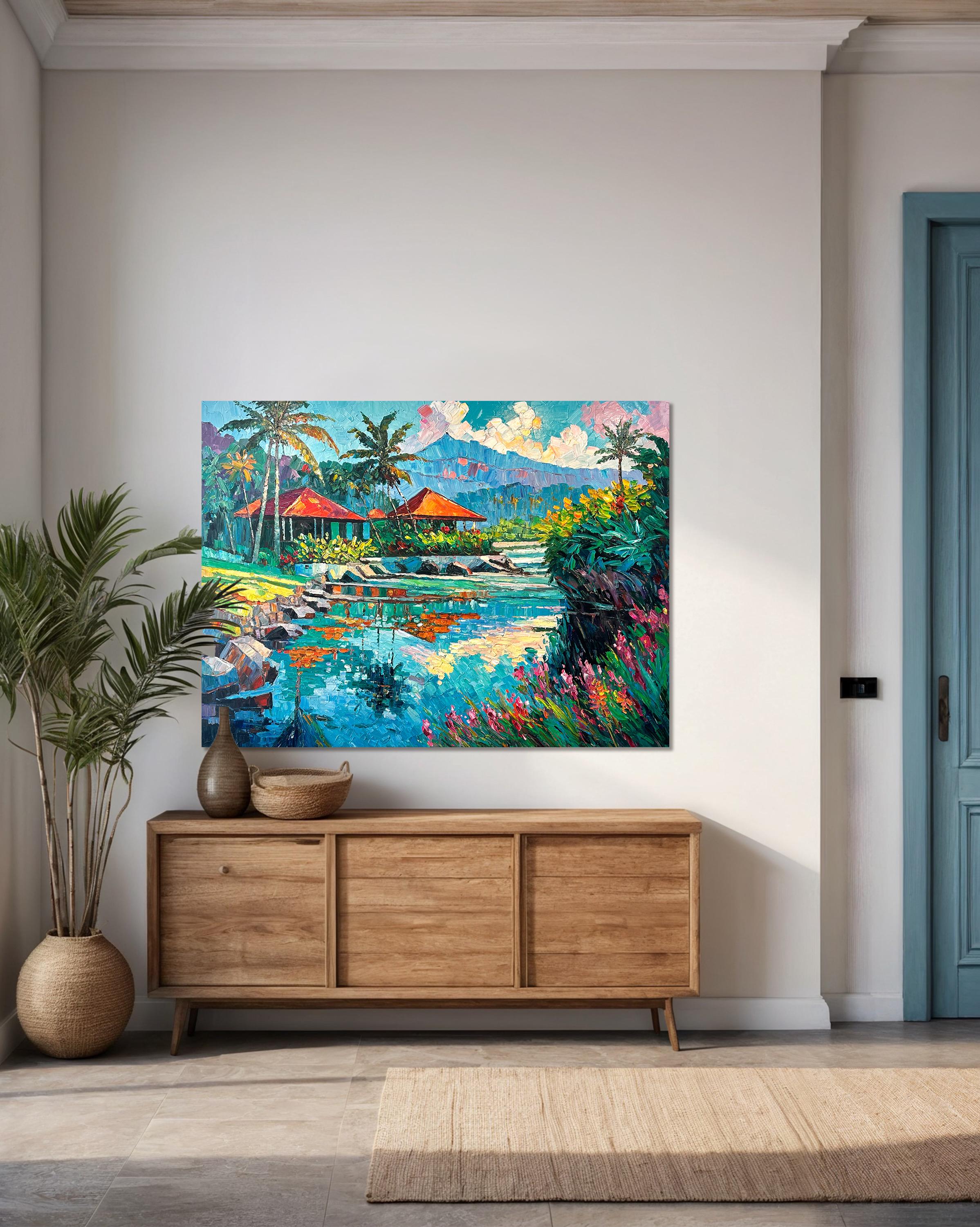 My favourite Memories of Us von K. Husslein Impasto Landscape Bali Gemälde im Angebot 10