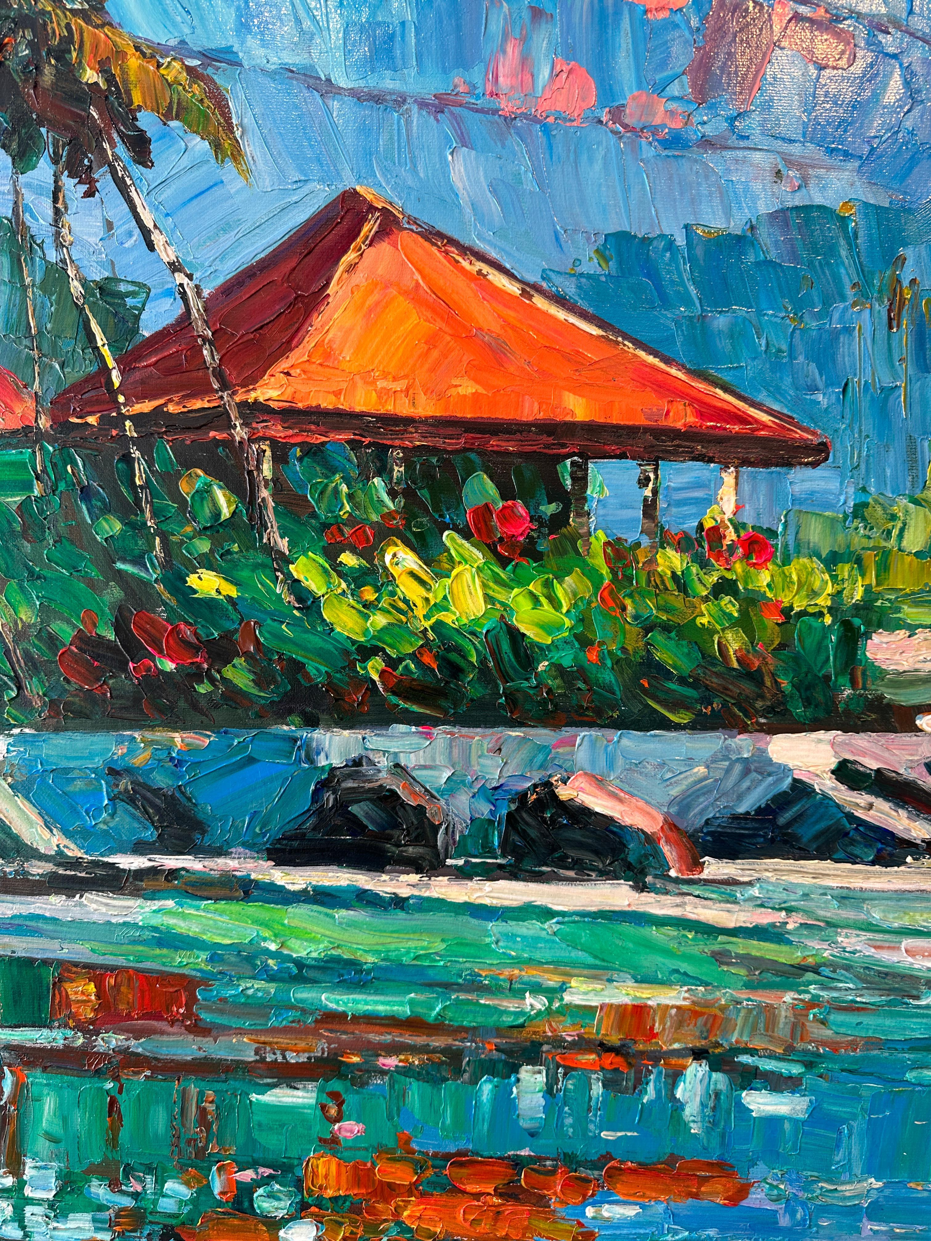 My favourite Memories of Us von K. Husslein Impasto Landscape Bali Gemälde im Angebot 2