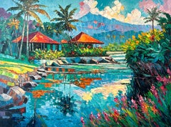 My favourite Memories of Us by K. Husslein Impasto Landscape Bali Painting