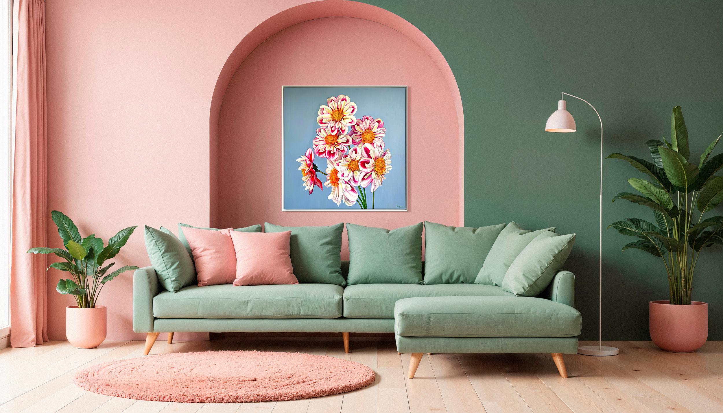 Mon amour pour vous est un parcours -  K.Husslein Hyperréaliste Daisy Still life - Photoréalisme Painting par Katharina Husslein