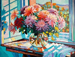 My Love is always Growing von K. Husslein, Impasto-Blumengemälde