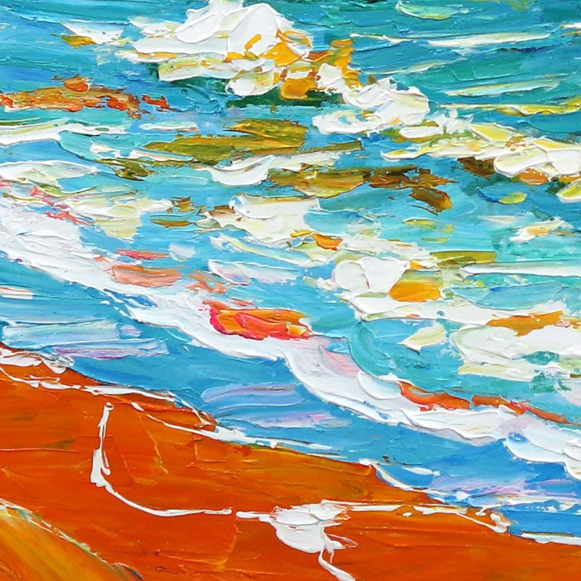 Nient'altro che cieli blu - Pittura astratta impressionista con paesaggio sull'oceano in vendita 3