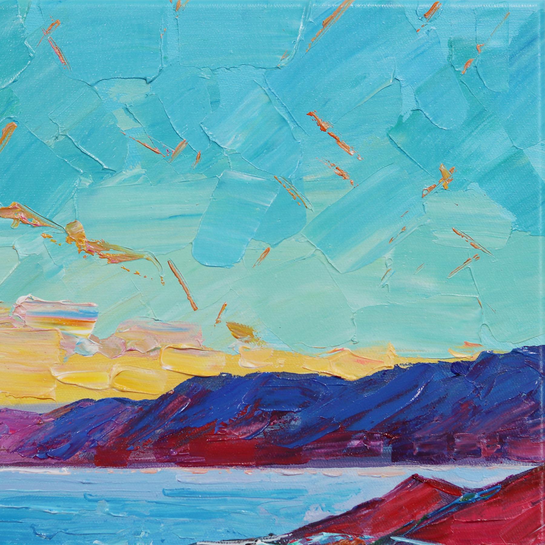 Nient'altro che cieli blu - Pittura astratta impressionista con paesaggio sull'oceano - Painting Impressionismo di Katharina Husslein