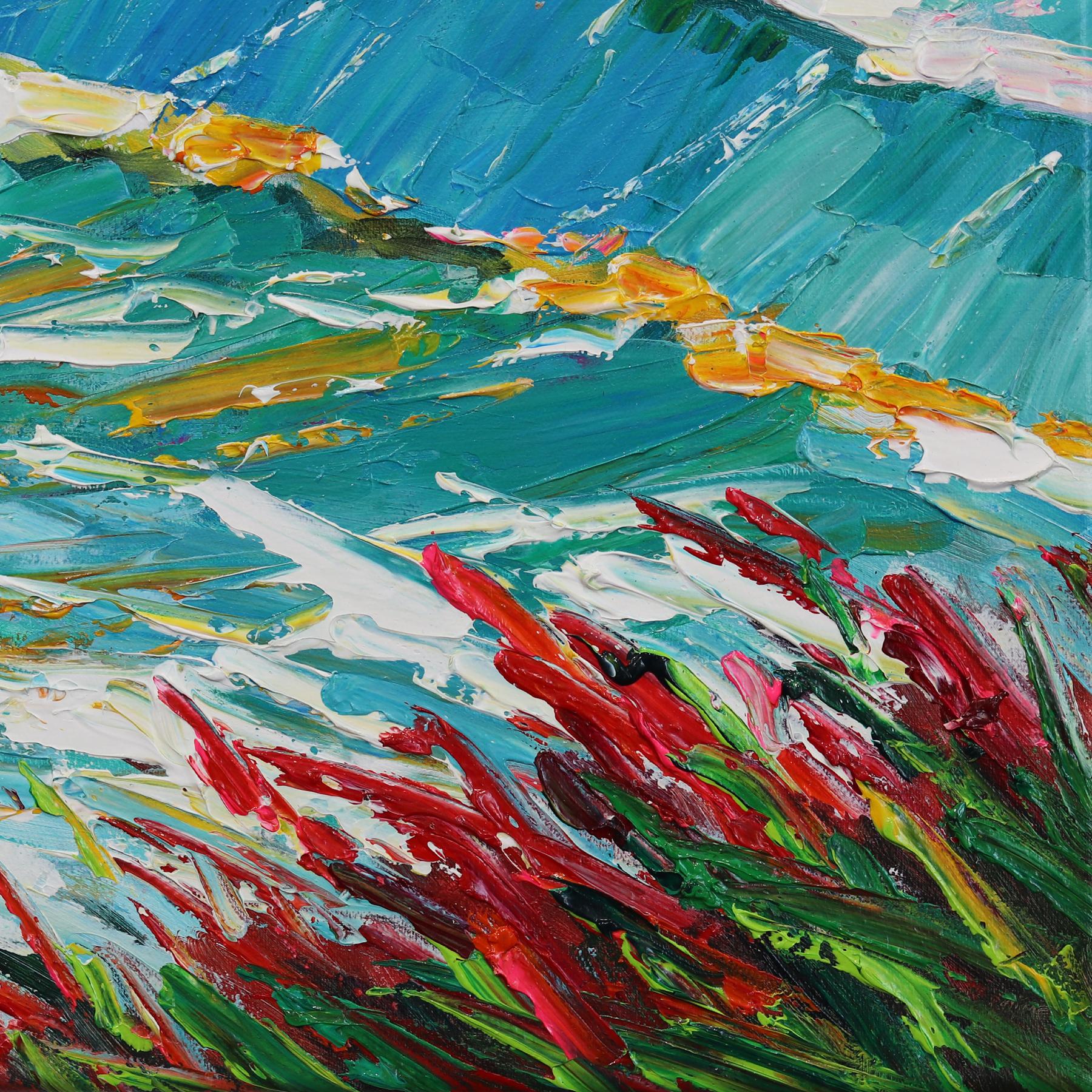 Nient'altro che cieli blu - Pittura astratta impressionista con paesaggio sull'oceano - Landscape Painting Blu di Katharina Husslein