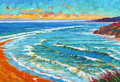 "Nothing But Blue Skies" Impressionist Landscape Ocean Impasto Painting