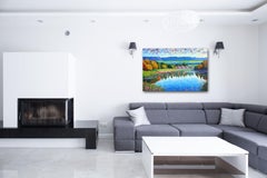Reflections - Large Impressionist Landscape Lake Vibrant Textural Oil Painting