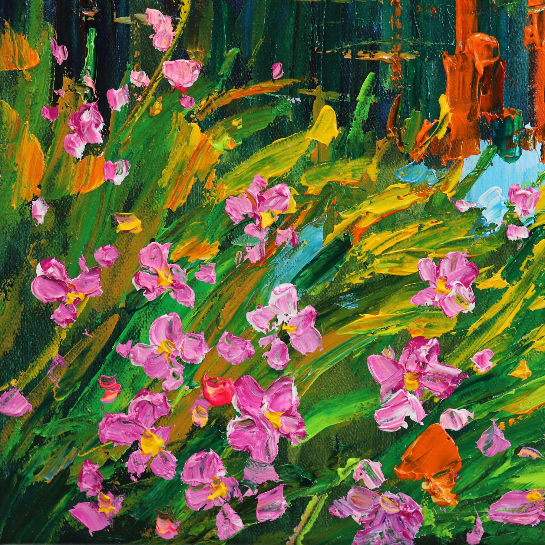 „Reflections“ – Impressionistisches Landschaftsgemälde in lebhaftem Gemälde im Angebot 3
