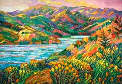 Flüsse und Berge von K. Husslein Contemporary Impressionist Nature Painting