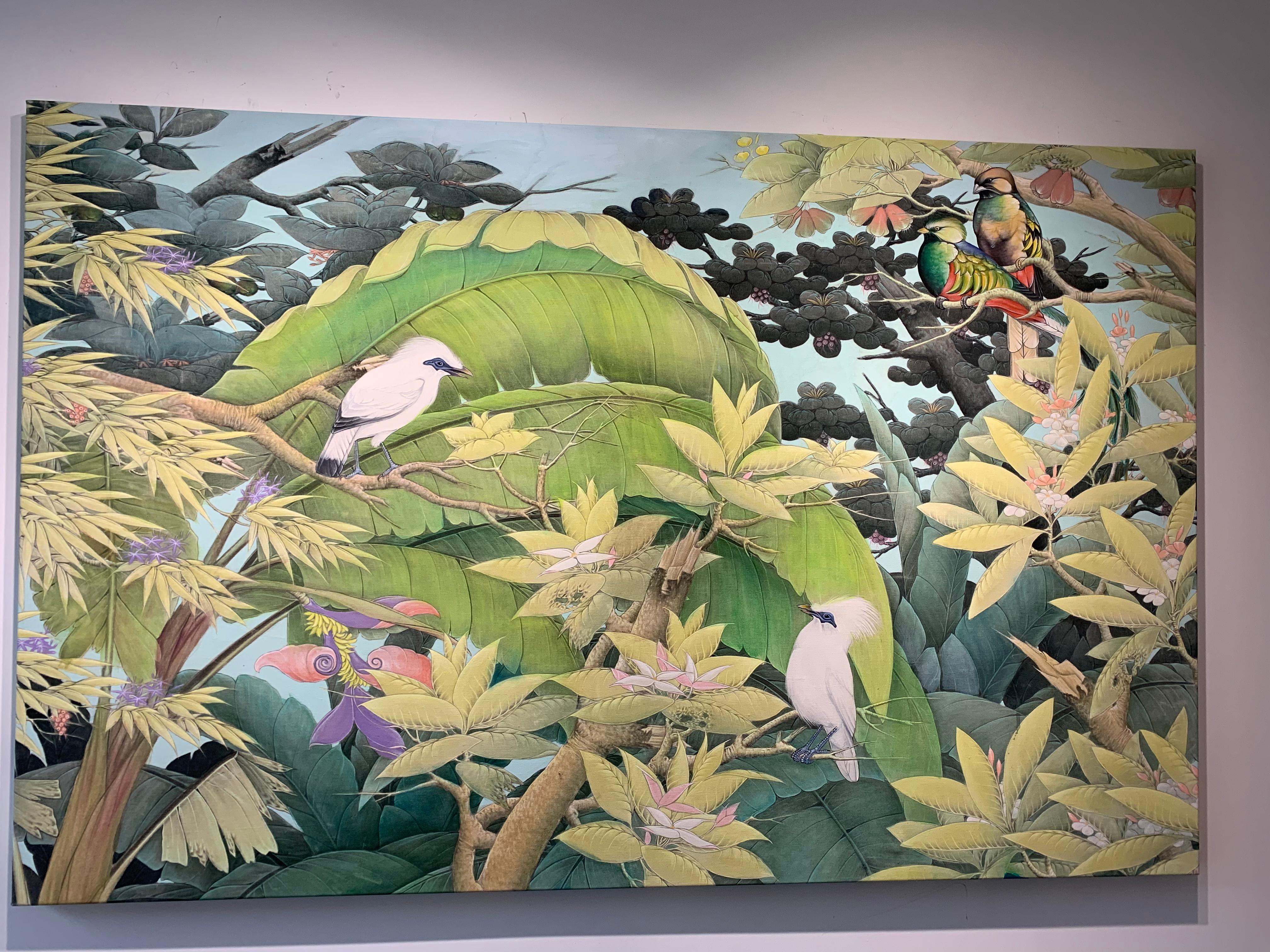 Bruissement d'oiseaux par Katharina Husslein Grande peinture contemporaine colorée 10