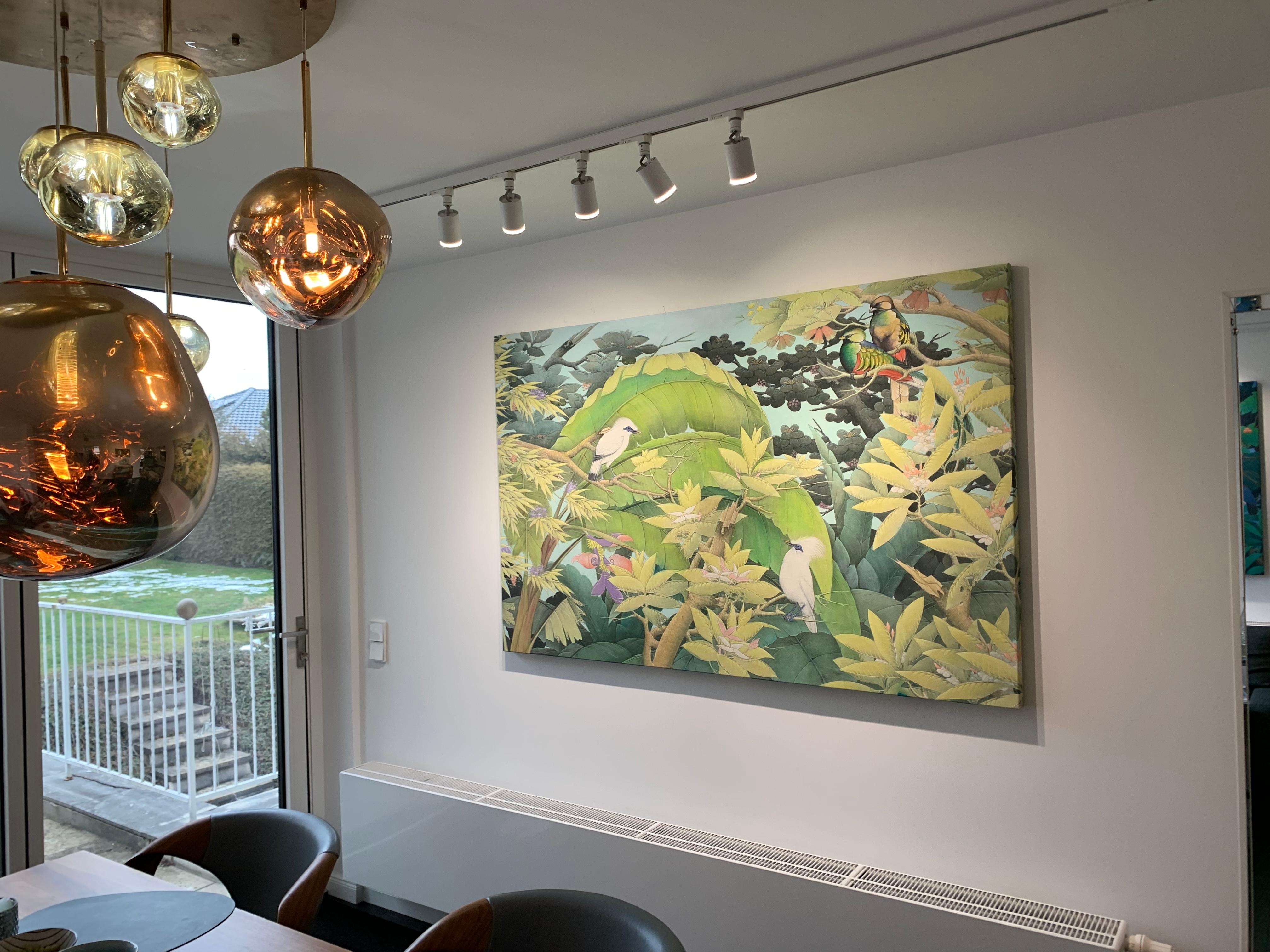 Bruissement d'oiseaux par Katharina Husslein Grande peinture contemporaine colorée 11