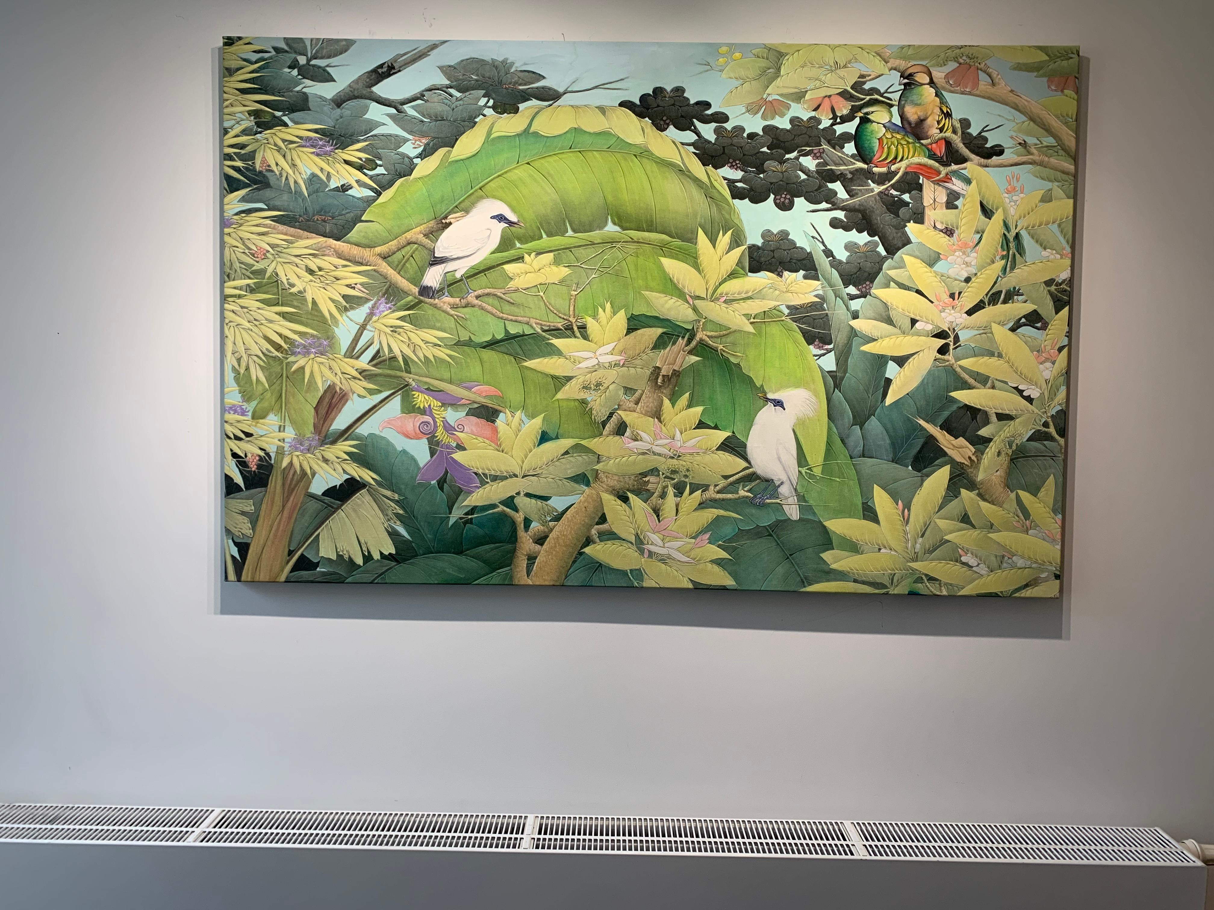 Bruissement d'oiseaux par Katharina Husslein Grande peinture contemporaine colorée 3