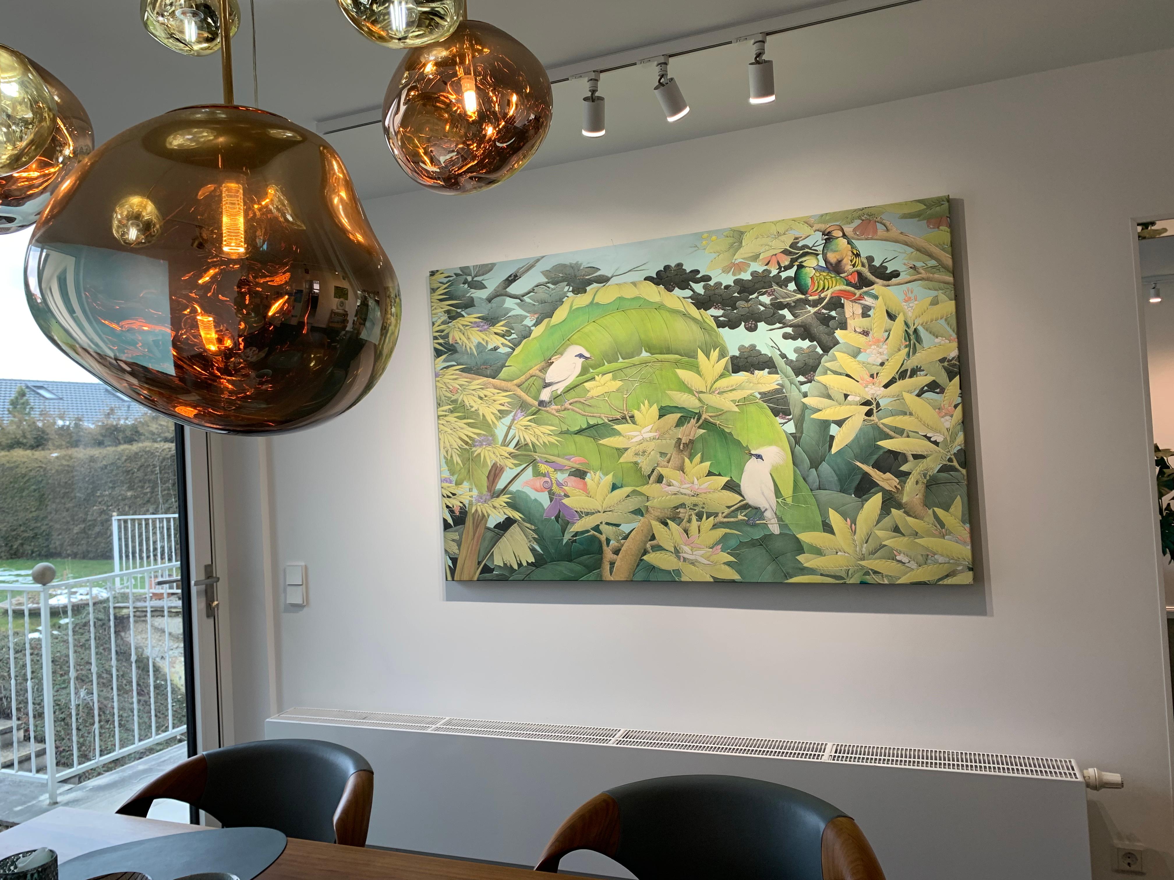 Bruissement d'oiseaux par Katharina Husslein Grande peinture contemporaine colorée 4