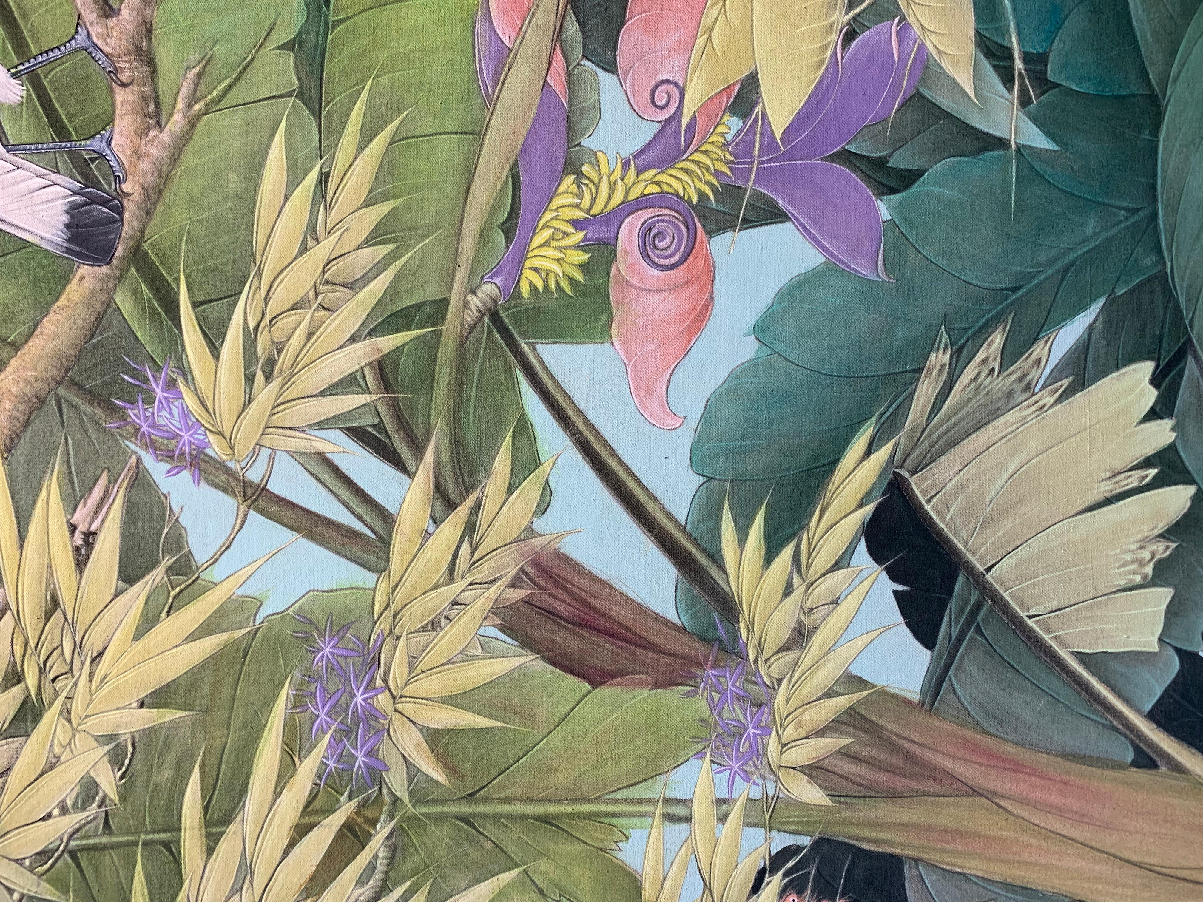 Bruissement d'oiseaux par Katharina Husslein Grande peinture contemporaine colorée 6