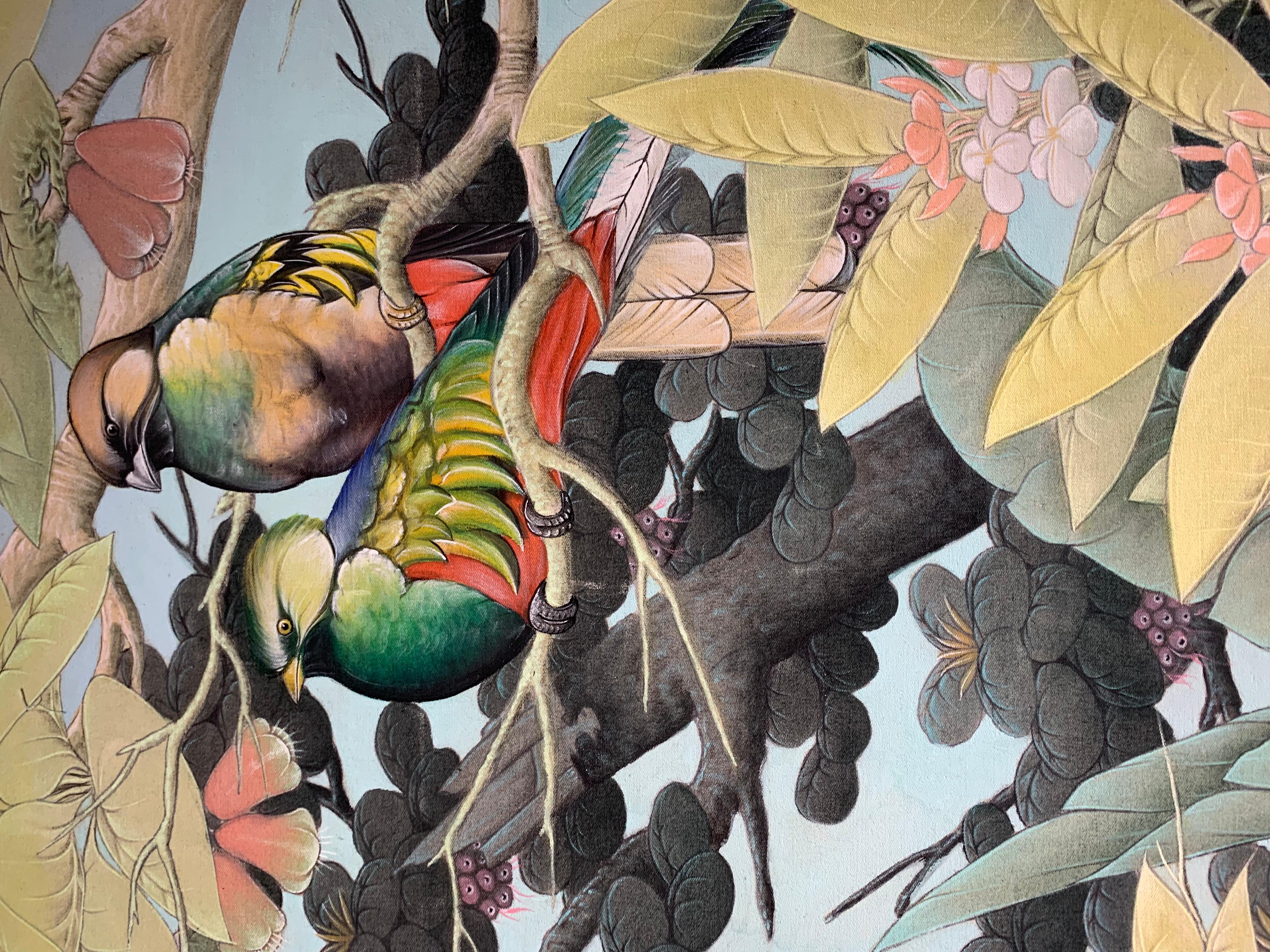 Bruissement d'oiseaux par Katharina Husslein Grande peinture contemporaine colorée 7