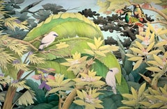 Bruissement d'oiseaux par Katharina Husslein Grande peinture contemporaine colorée