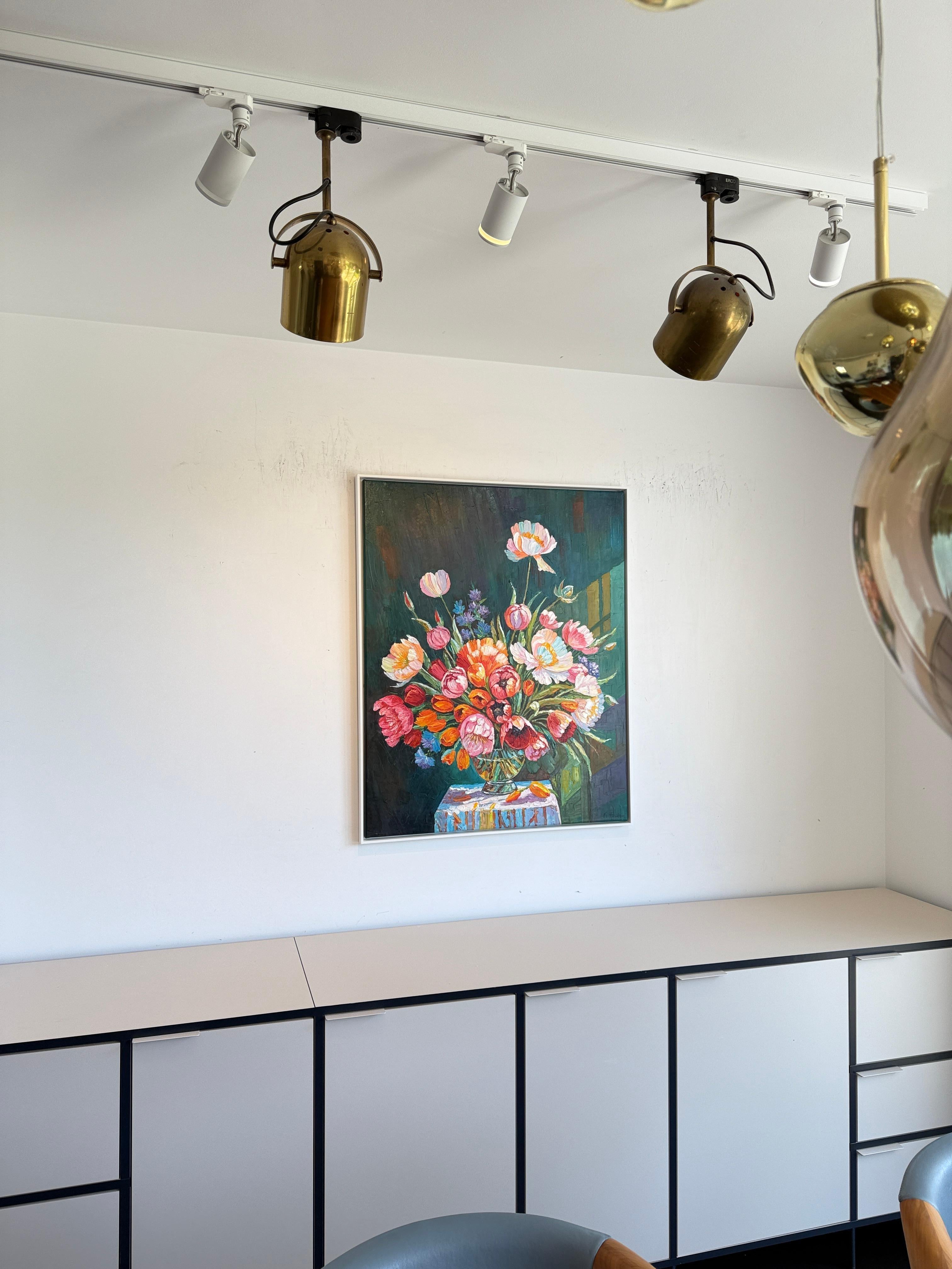 Era una flor silvestre enamorada de la Luna por K.Husslein Pintura de flores al Impasto en venta 5