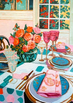 Luz suave vino dulce - K.Husslein Pintura al Impasto Flor de mesa de comedor