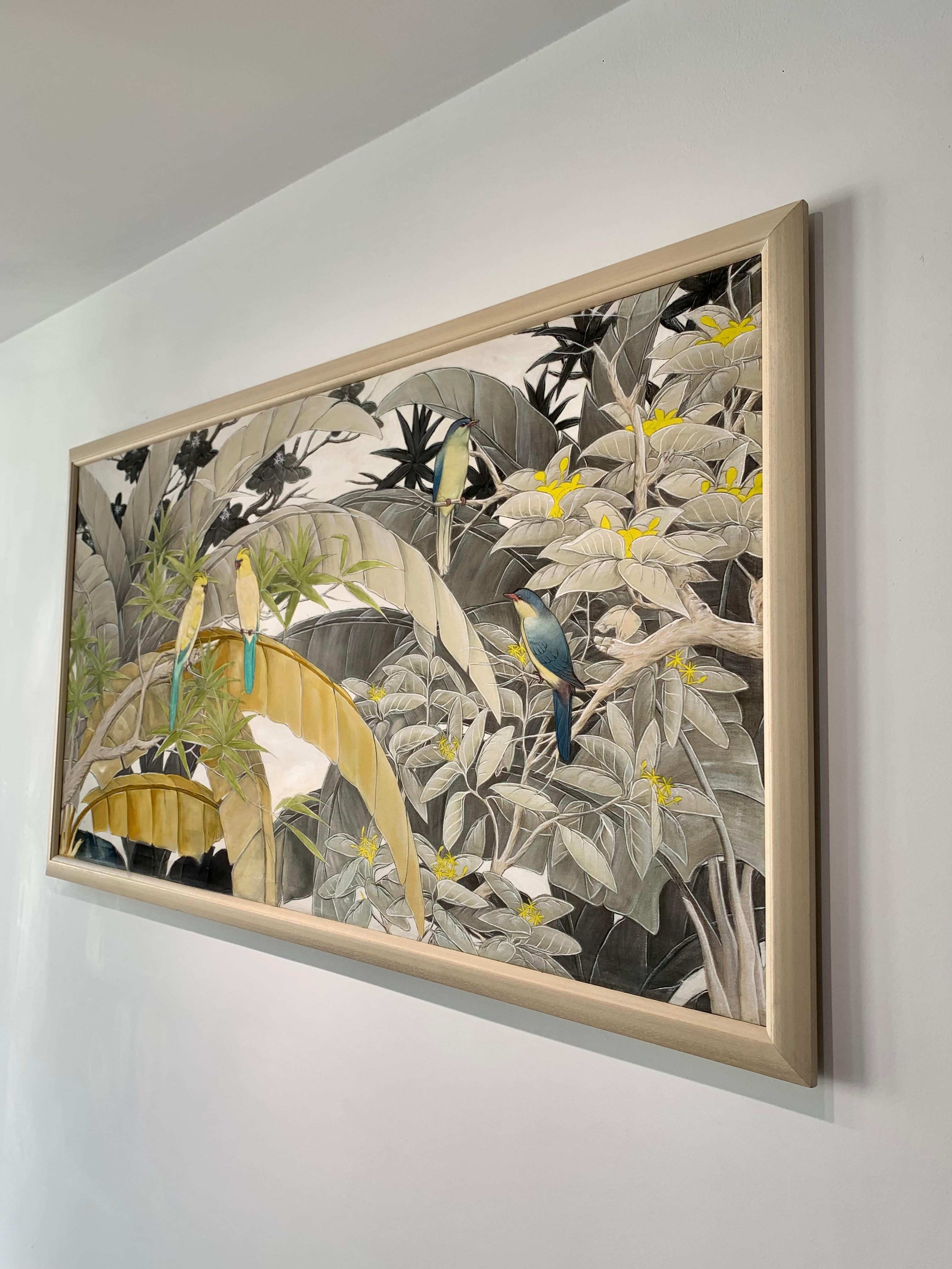 Soft Whispers by Katharina Husslein Beige Contemporary Jungle Nature Painting For Sale 4