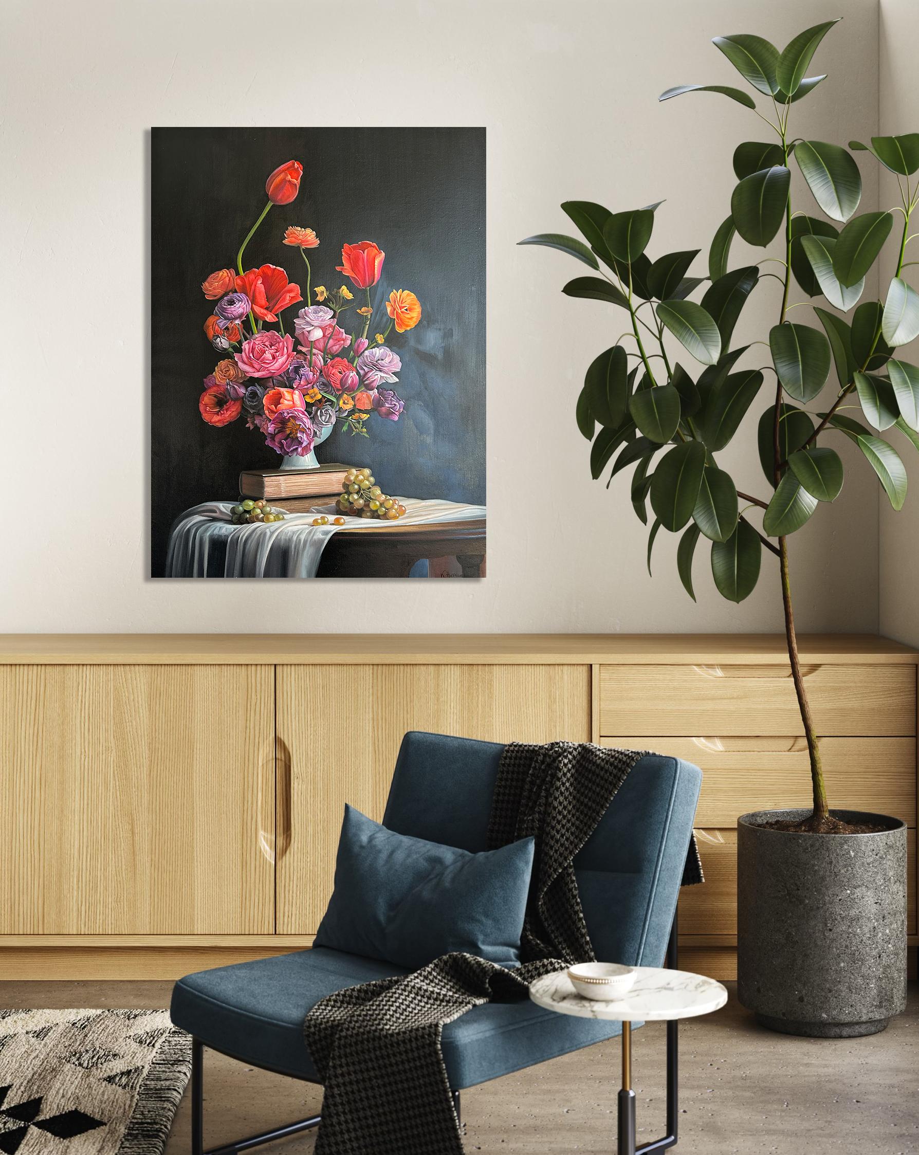 Softer Notes for Love by K Husslein Botanical Hyperrealistic Still life For Sale 5