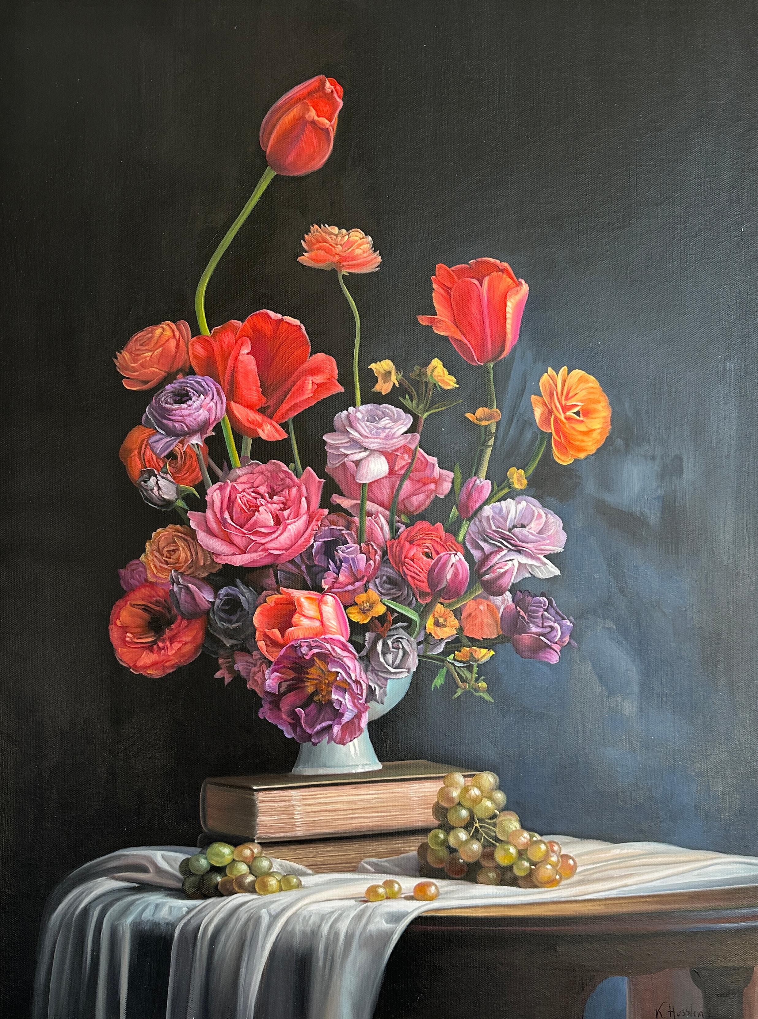 Katharina Husslein Landscape Painting - Softer Notes for Love by K Husslein Botanical Hyperrealistic Still life