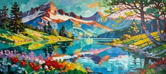 Den Tag mit dir im Freien verbringen, Ölgemälde in Impasto-Technik, 80 x 180 cm, signiert