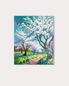 Le doux réveil du printemps par K.Husslein Impasto arbre naturePeinture