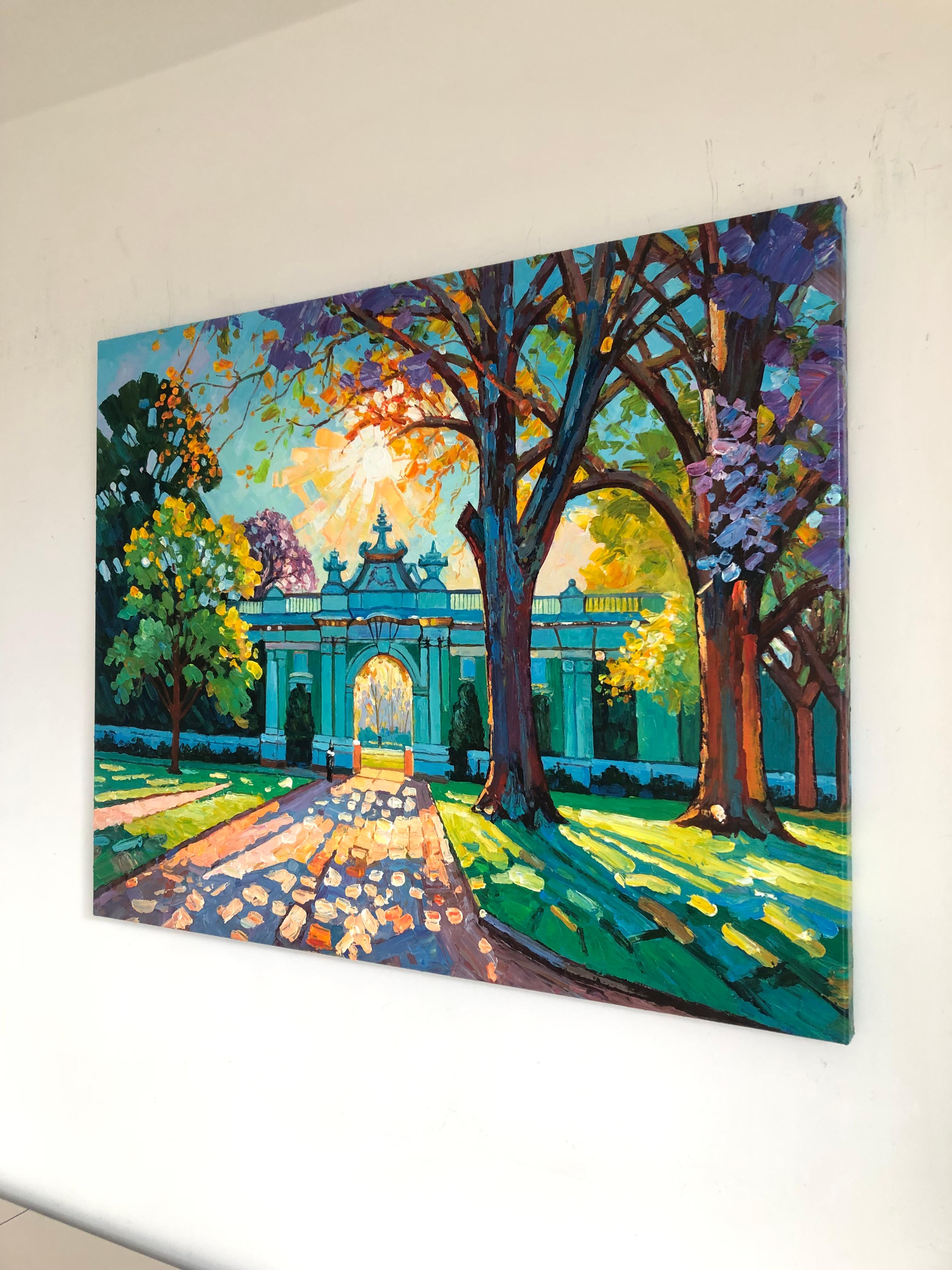 Um die Ecke gibt es noch eine neue Straße von K.Husslein Impasto-Gemälde im Angebot 3
