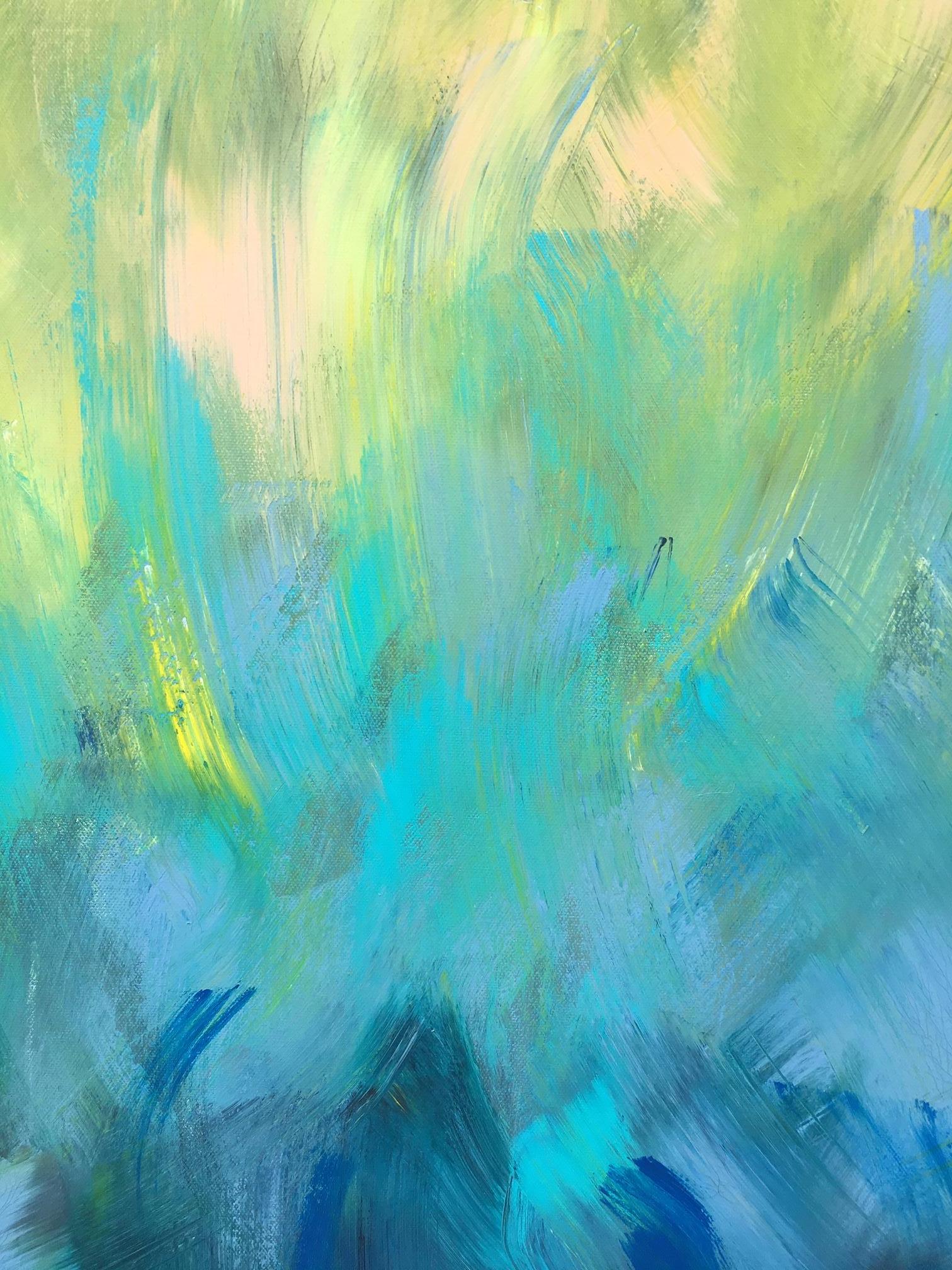 Summer Romance by Katharina Husslein, Gold, Blue Contemporary Stripes Abstract 3