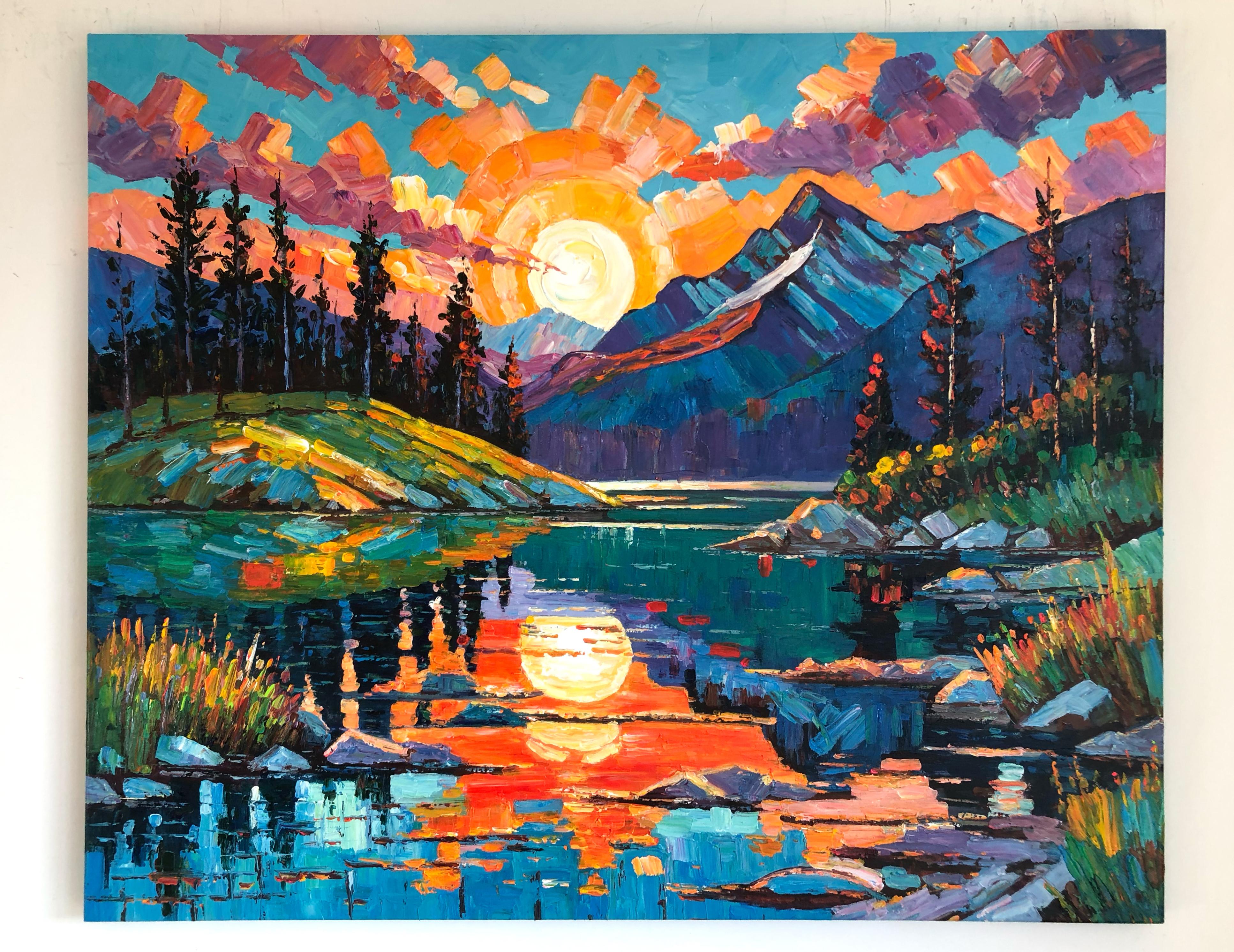 Tu calor es infeccioso por K. Husslein Pintura al Impasto Paisaje de Montaña - Painting de Katharina Husslein