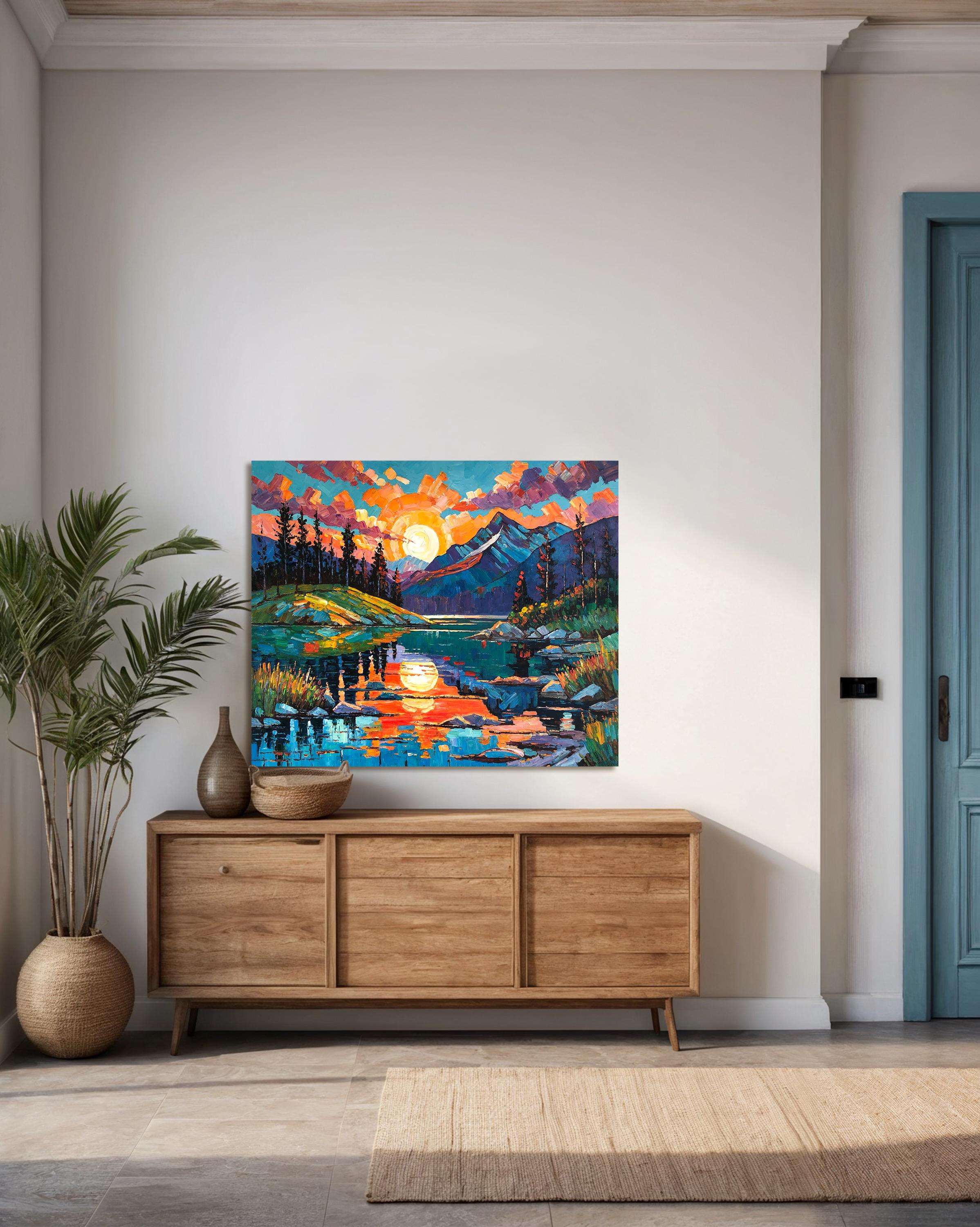 Tu calor es infeccioso por K. Husslein Pintura al Impasto Paisaje de Montaña - Landscape Painting Azul de Katharina Husslein