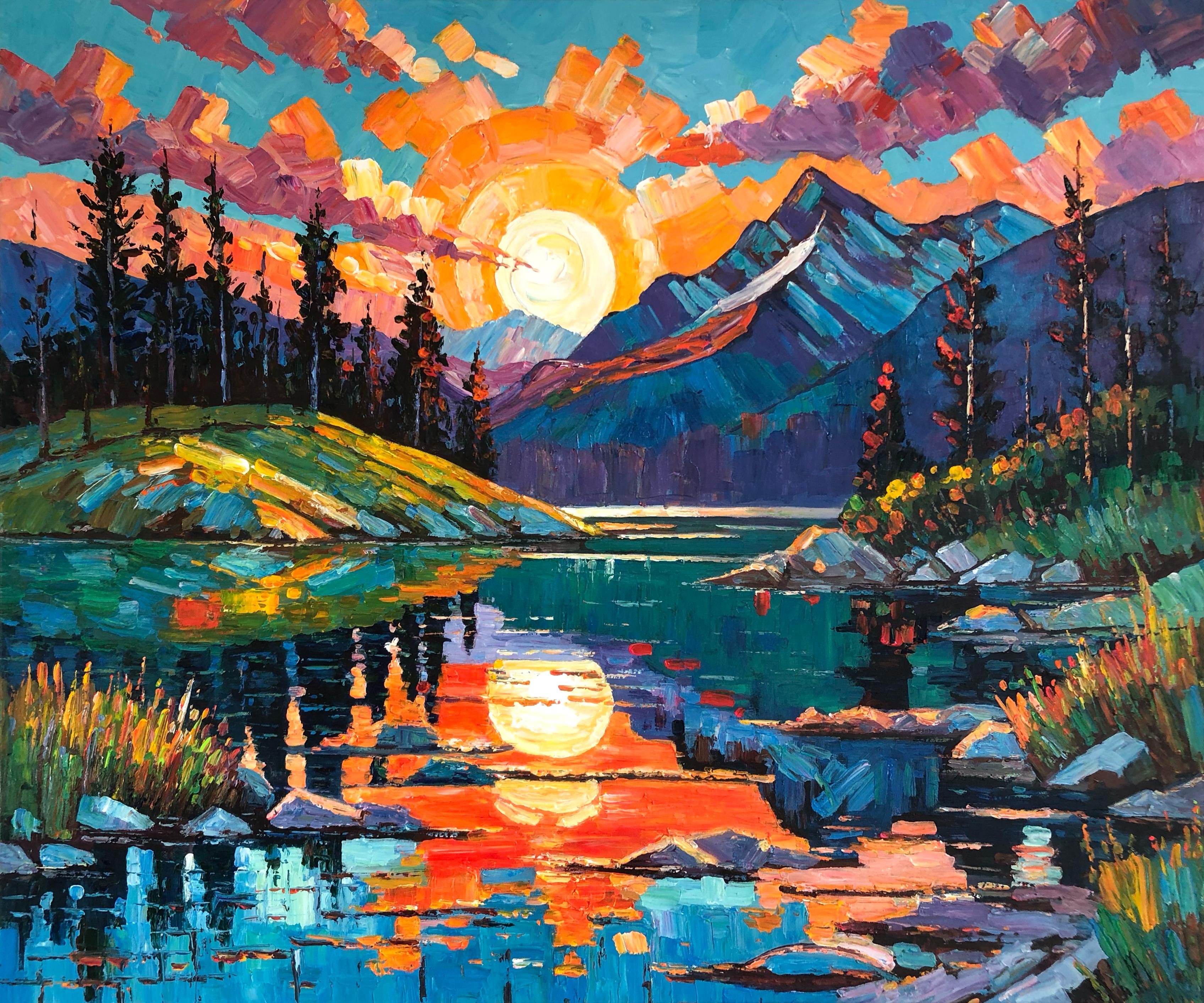 Landscape Painting de Katharina Husslein - Tu calor es infeccioso por K. Husslein Pintura al Impasto Paisaje de Montaña