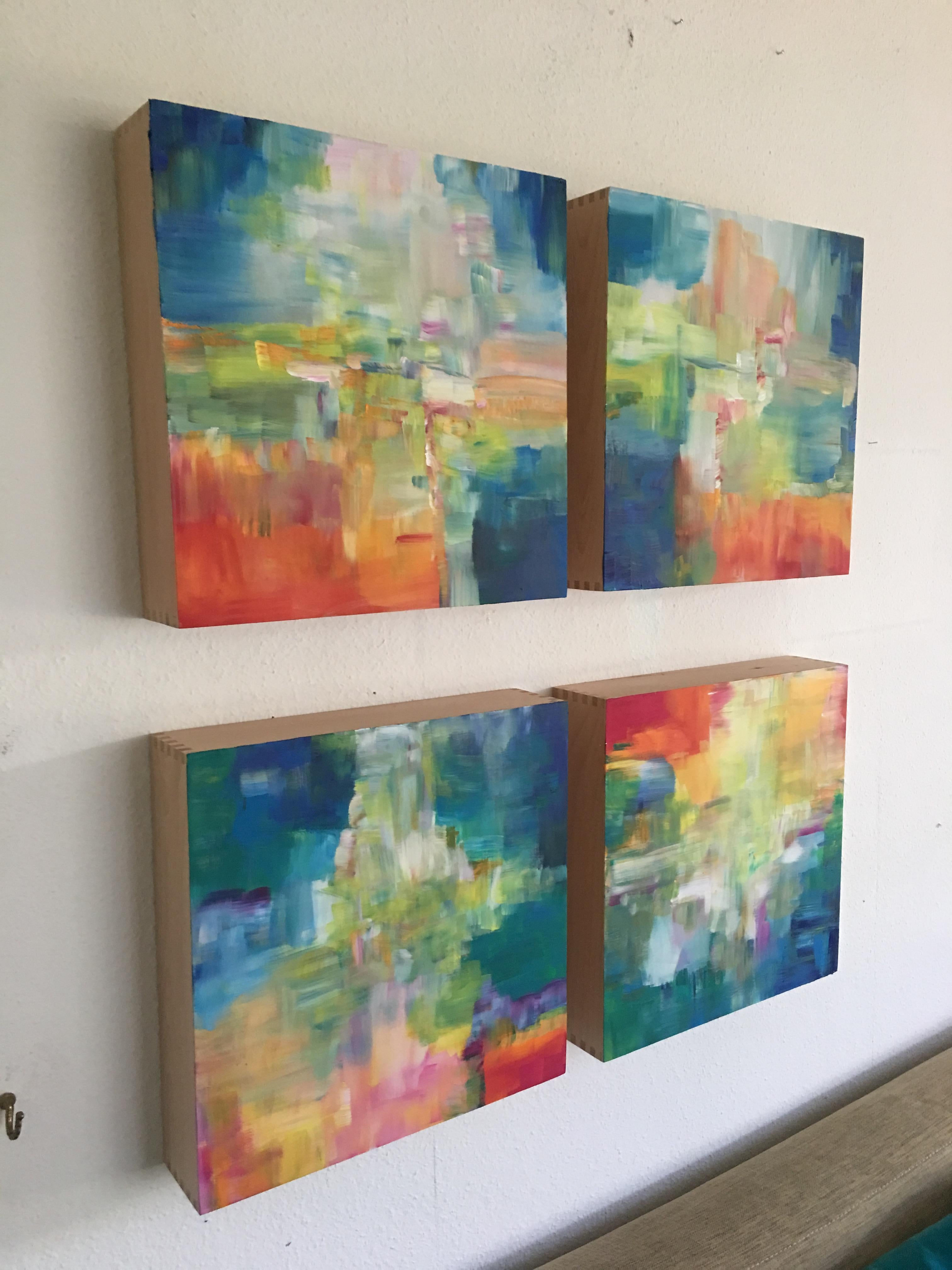 Sun and Light by Katharina Husslein - Four abstract paintings on wood 8