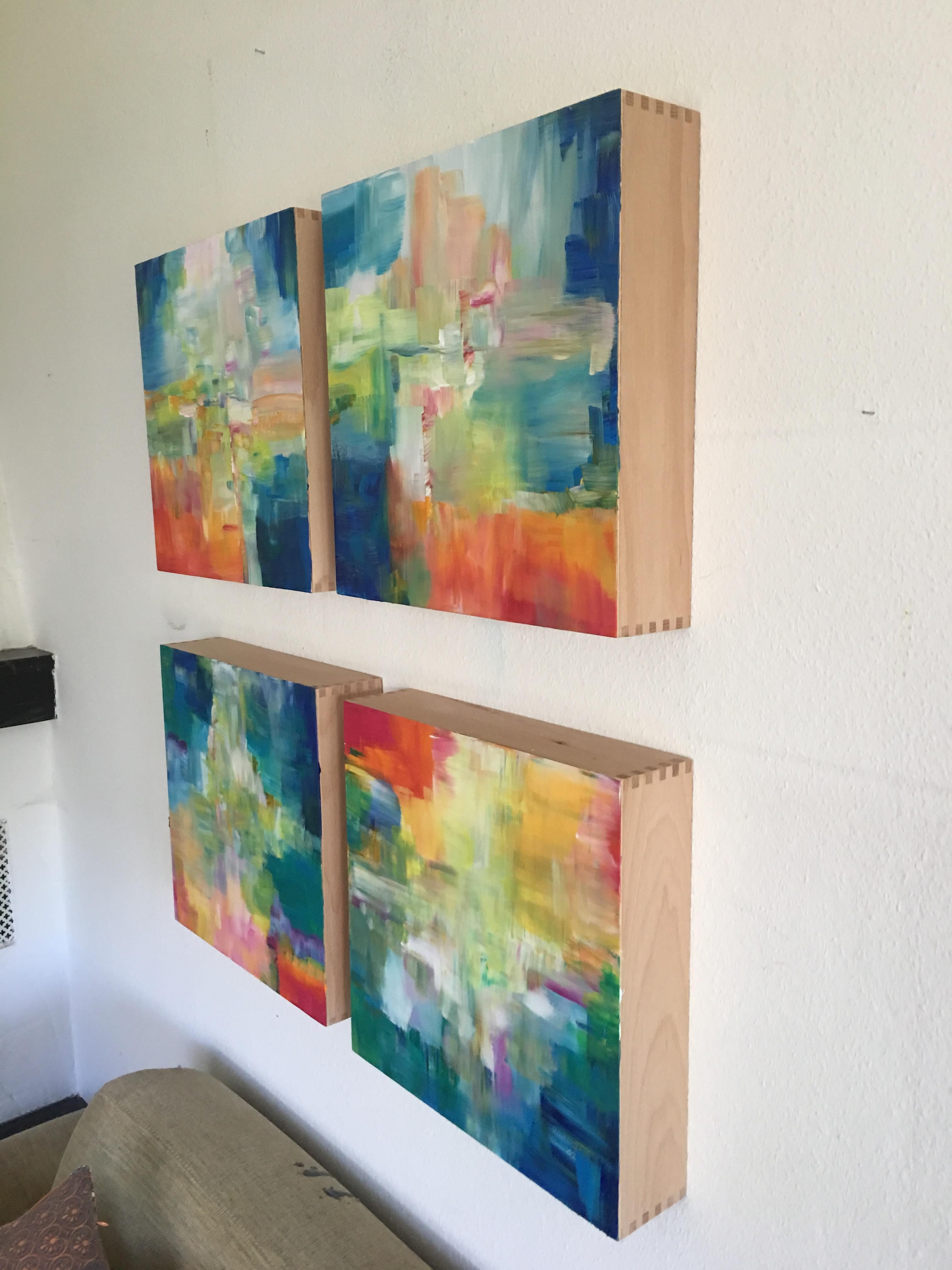 Sun and Light by Katharina Husslein - Four abstract paintings on wood 9