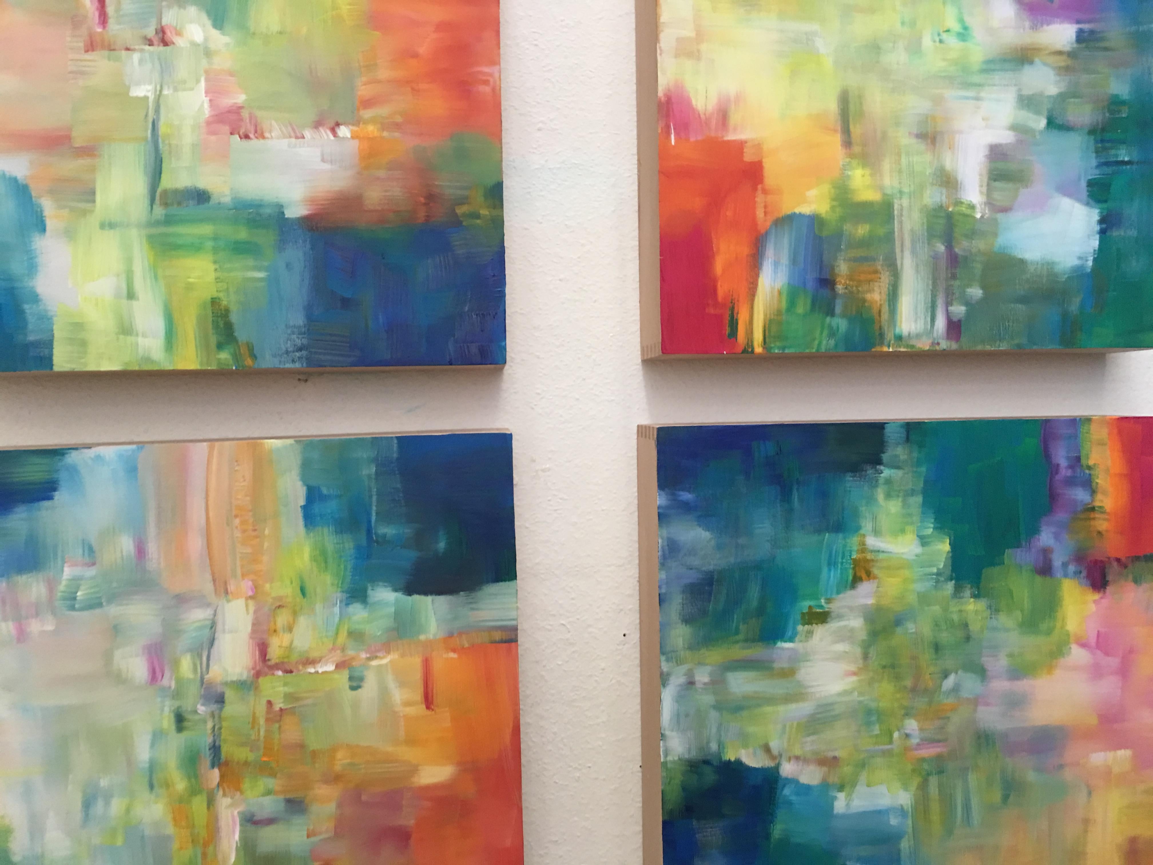 Sun and Light by Katharina Husslein - Four abstract paintings on wood 1