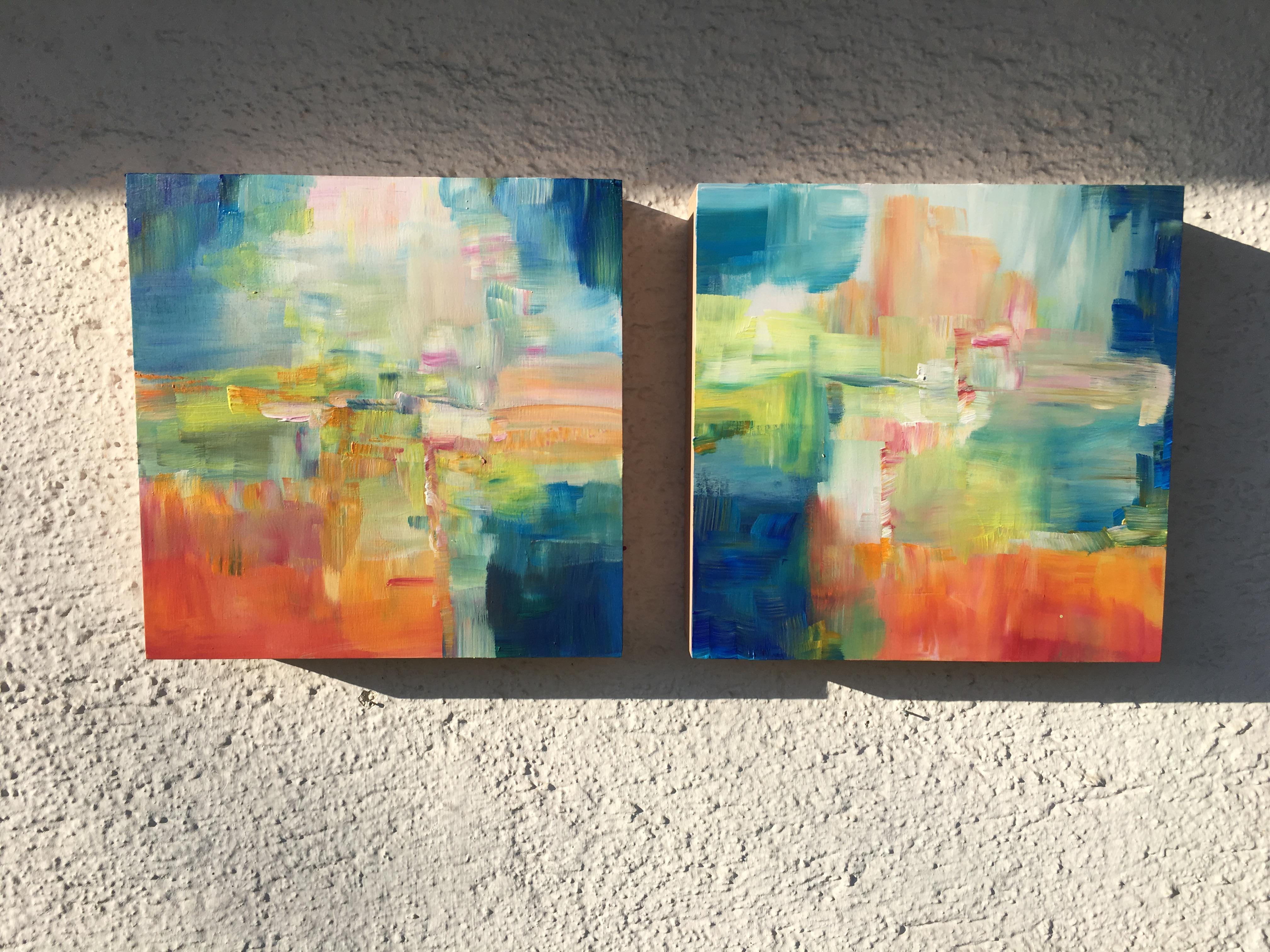 Sun and Light by Katharina Husslein - Four abstract paintings on wood 6