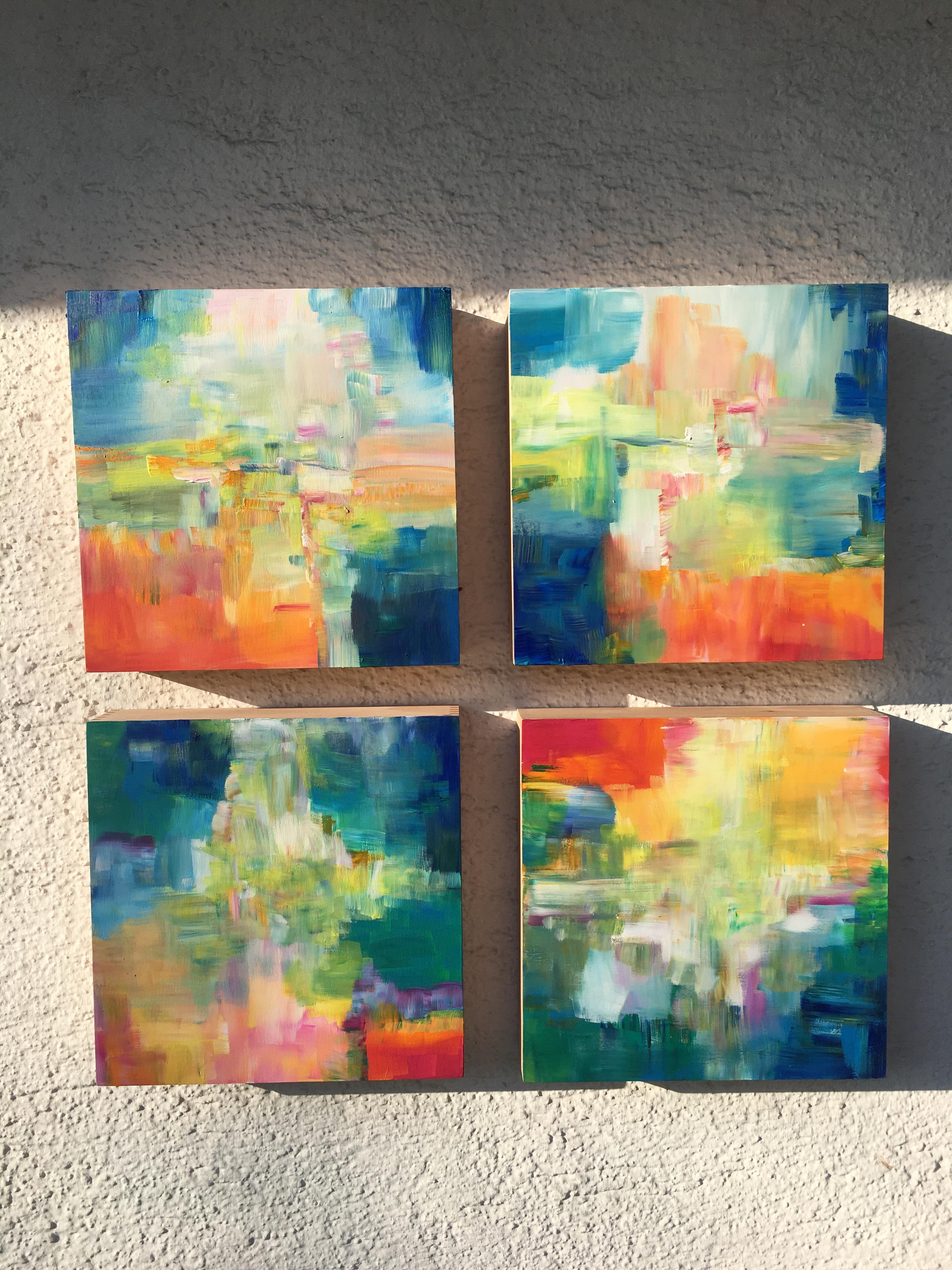 Sun and Light by Katharina Husslein - Four abstract paintings on wood 7