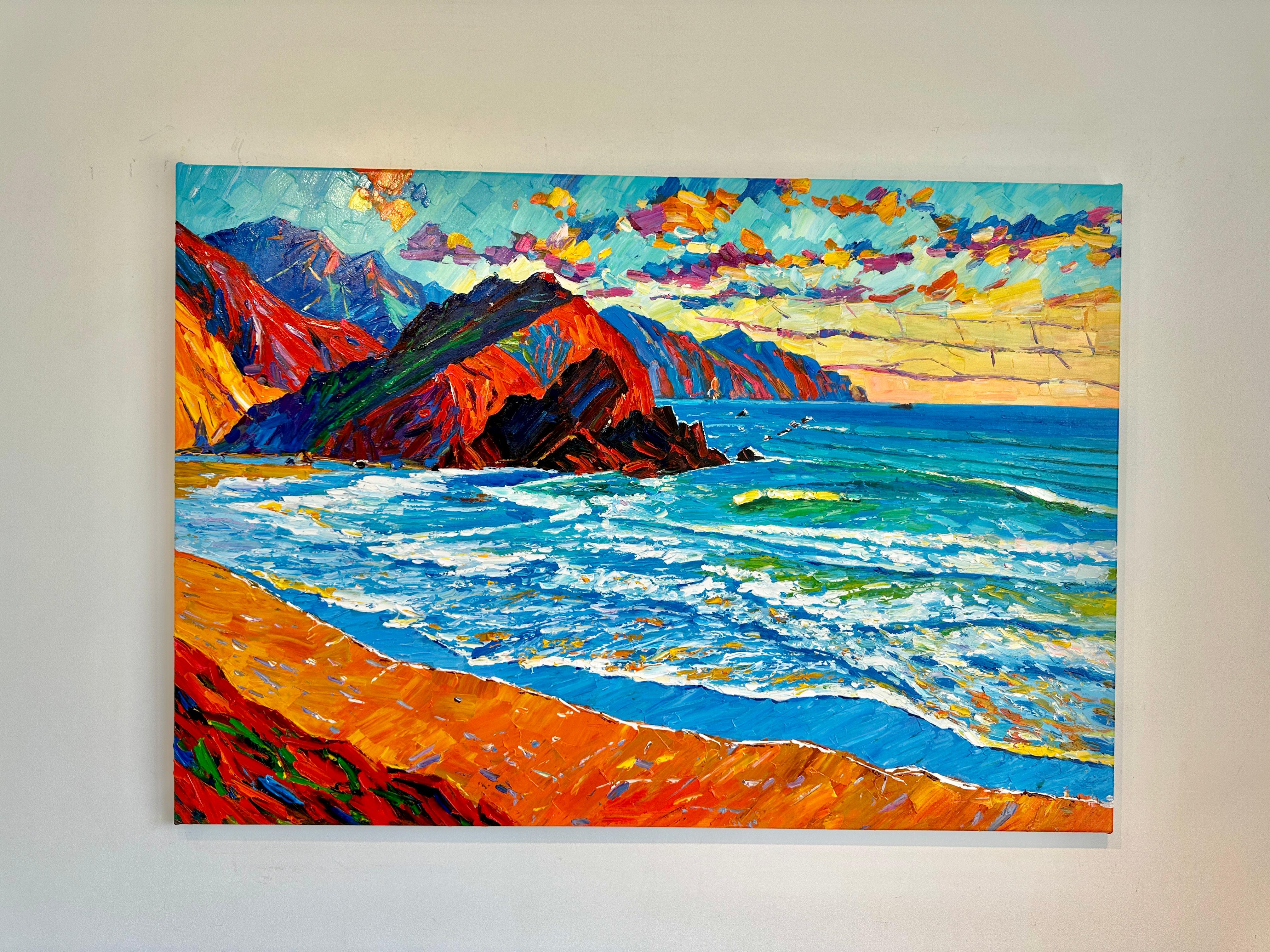 Perseguidor del sol  - Katharina Husslein Pintura al óleo de paisajes al Impasto de colores 1