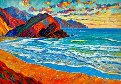 Perseguidor del sol  - Katharina Husslein Pintura al óleo de paisajes al Impasto de colores