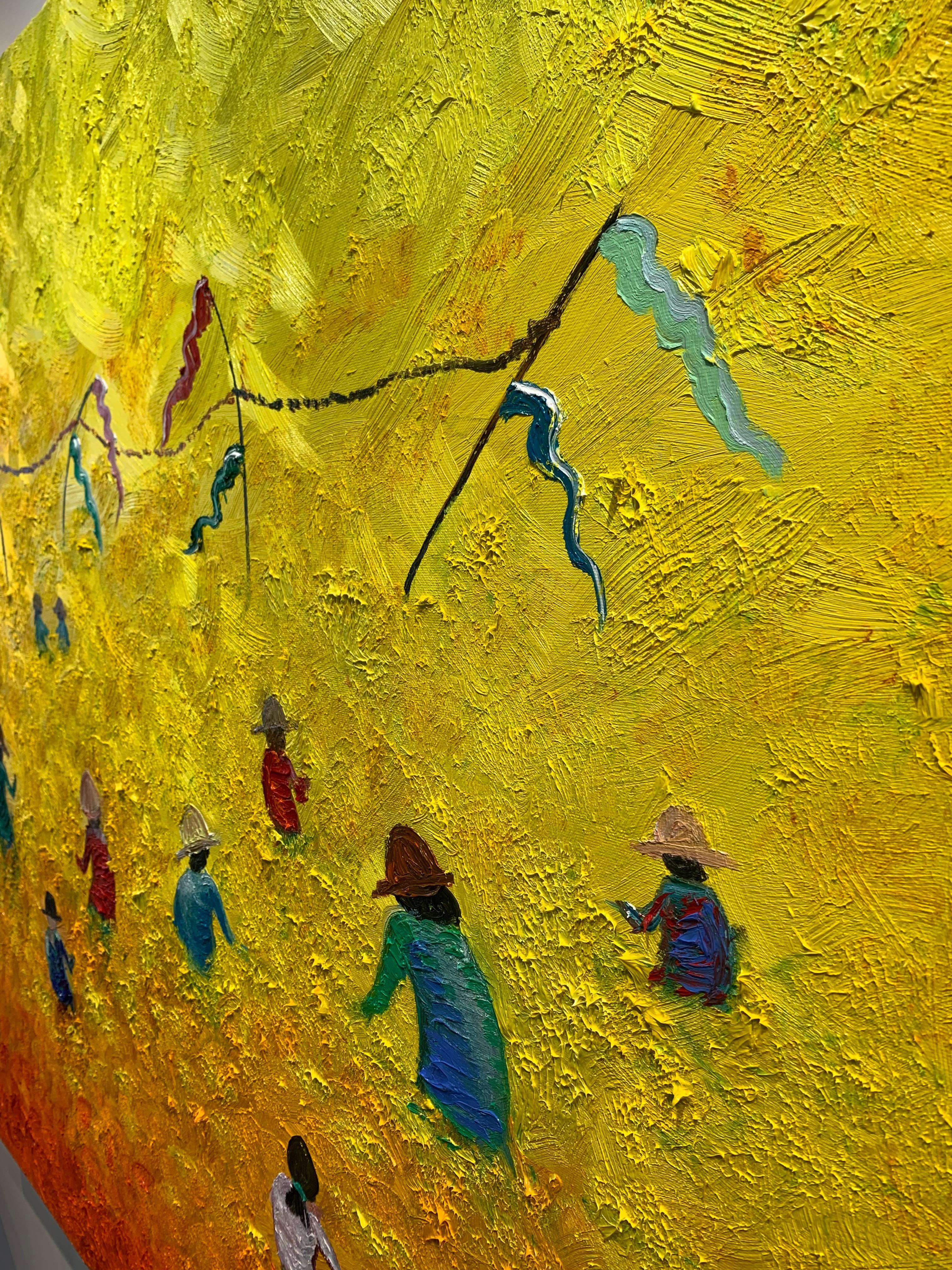 Campos al atardecer by Katharina Husslein - gran óleo abstracto contemporáneo en venta 13