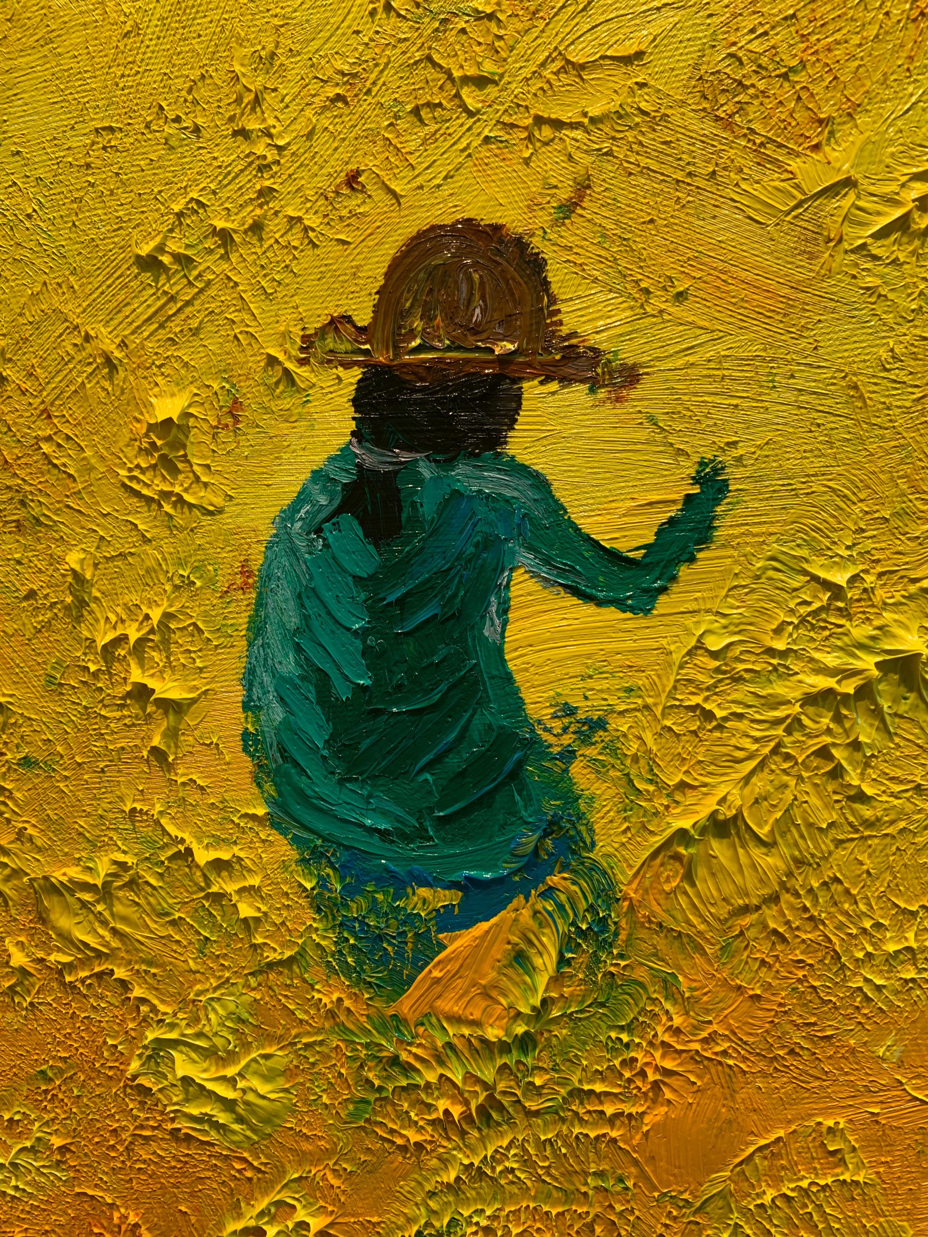 Campos al atardecer by Katharina Husslein - gran óleo abstracto contemporáneo en venta 5