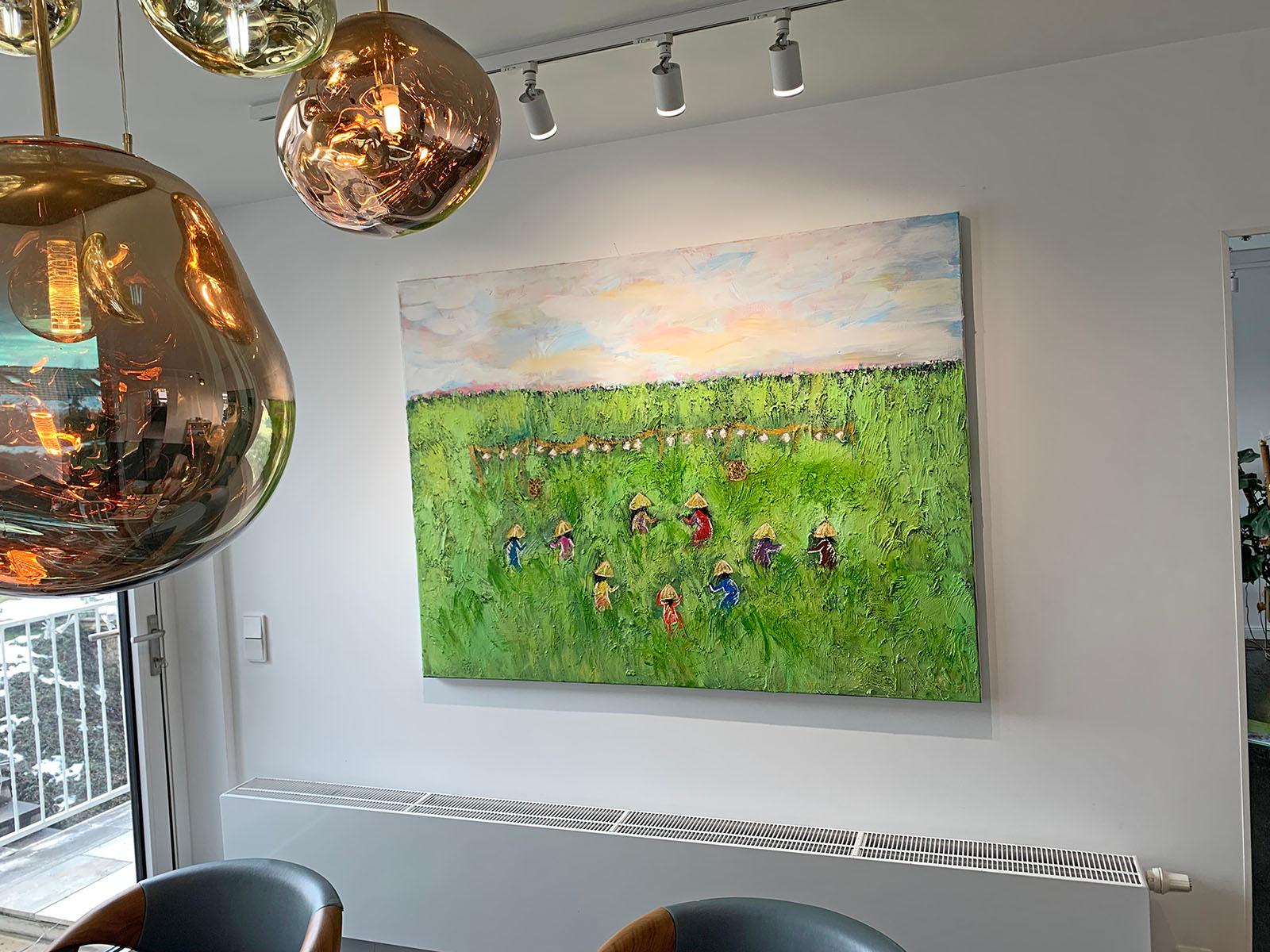 Sunshine Fields di Katharina Husslein, grande quadro astratto contemporaneo ad olio 1