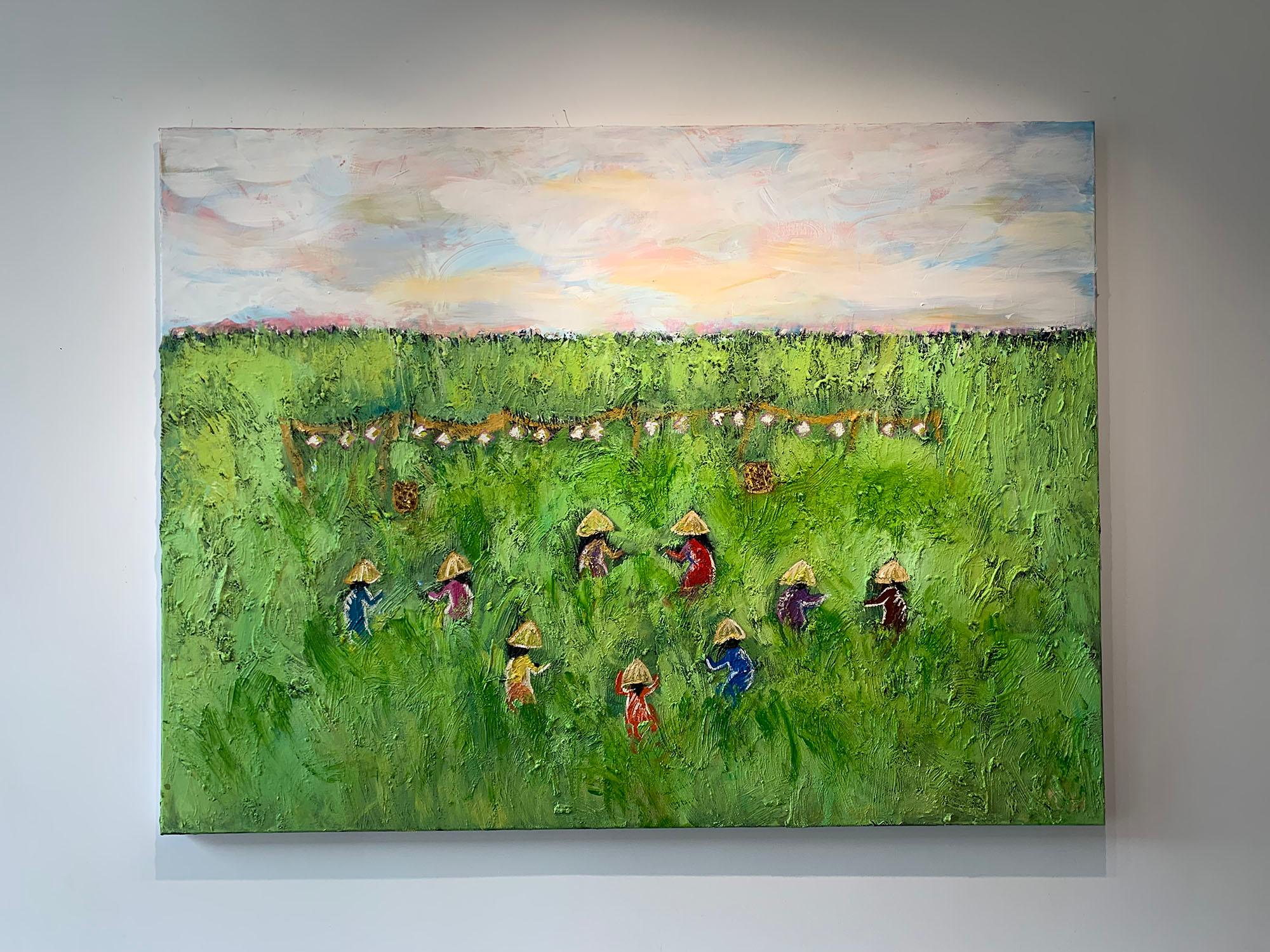 Sunshine Fields di Katharina Husslein, grande quadro astratto contemporaneo ad olio 2