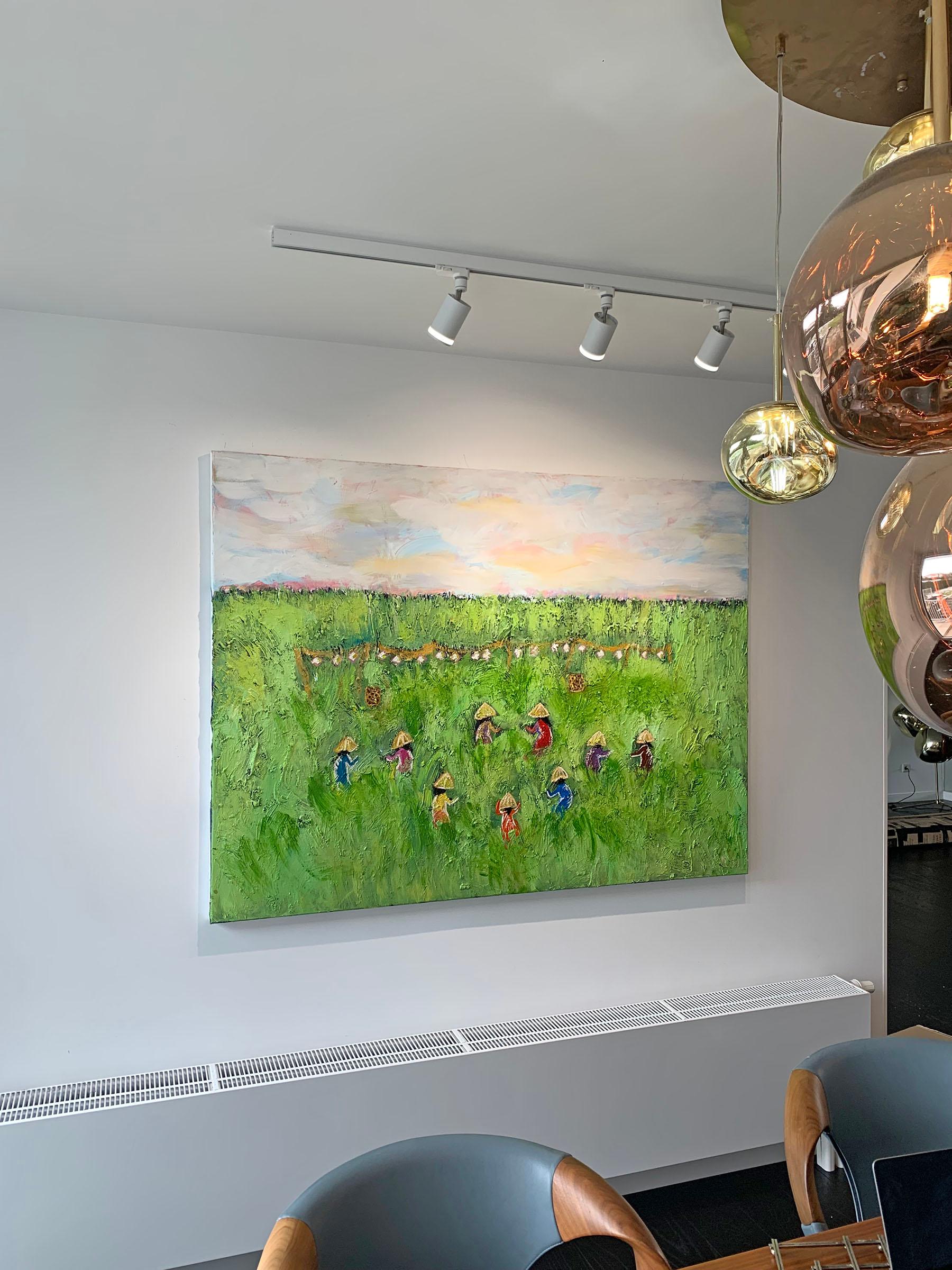 Sunshine Fields di Katharina Husslein, grande quadro astratto contemporaneo ad olio 5