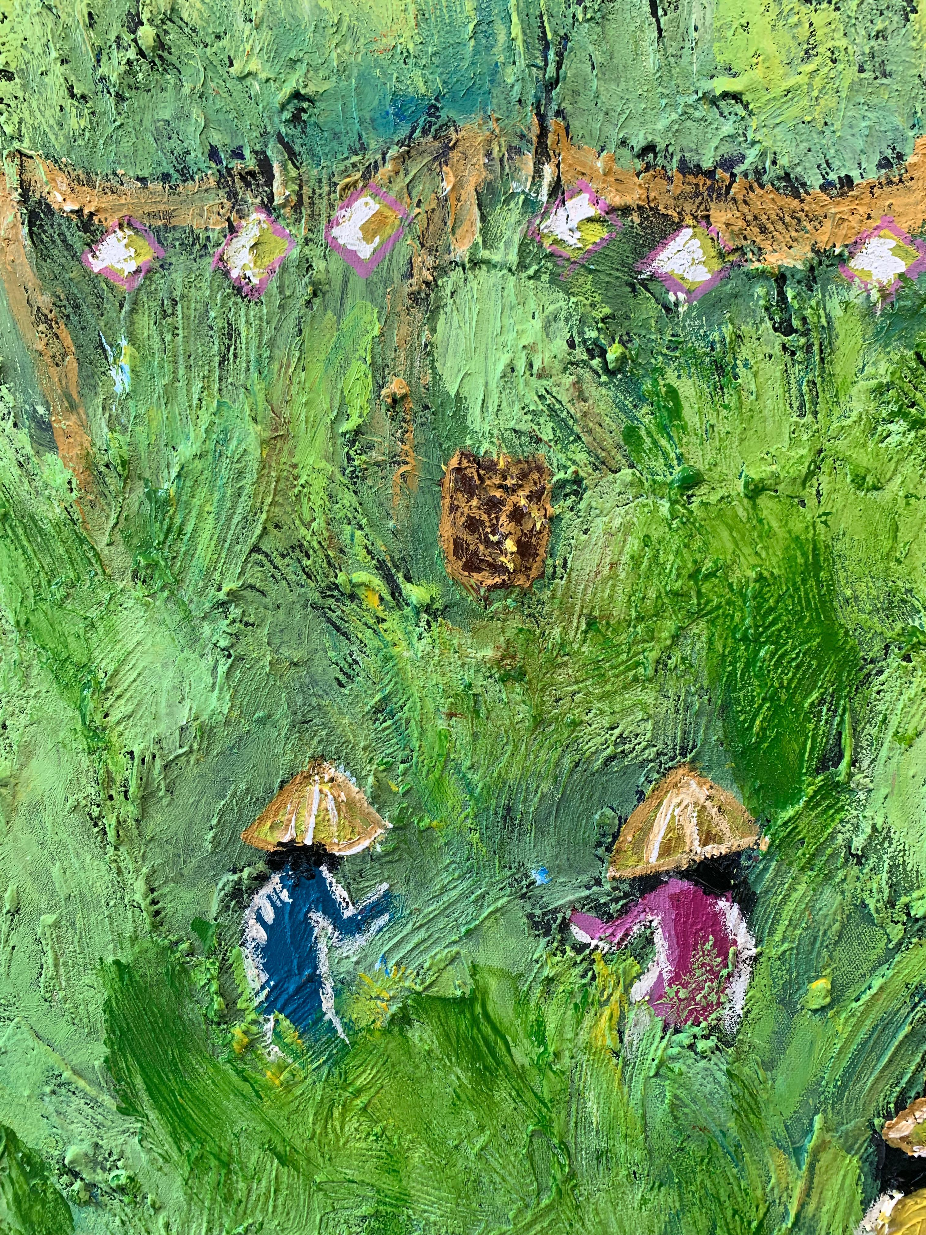 Sunshine Fields di Katharina Husslein, grande quadro astratto contemporaneo ad olio 8