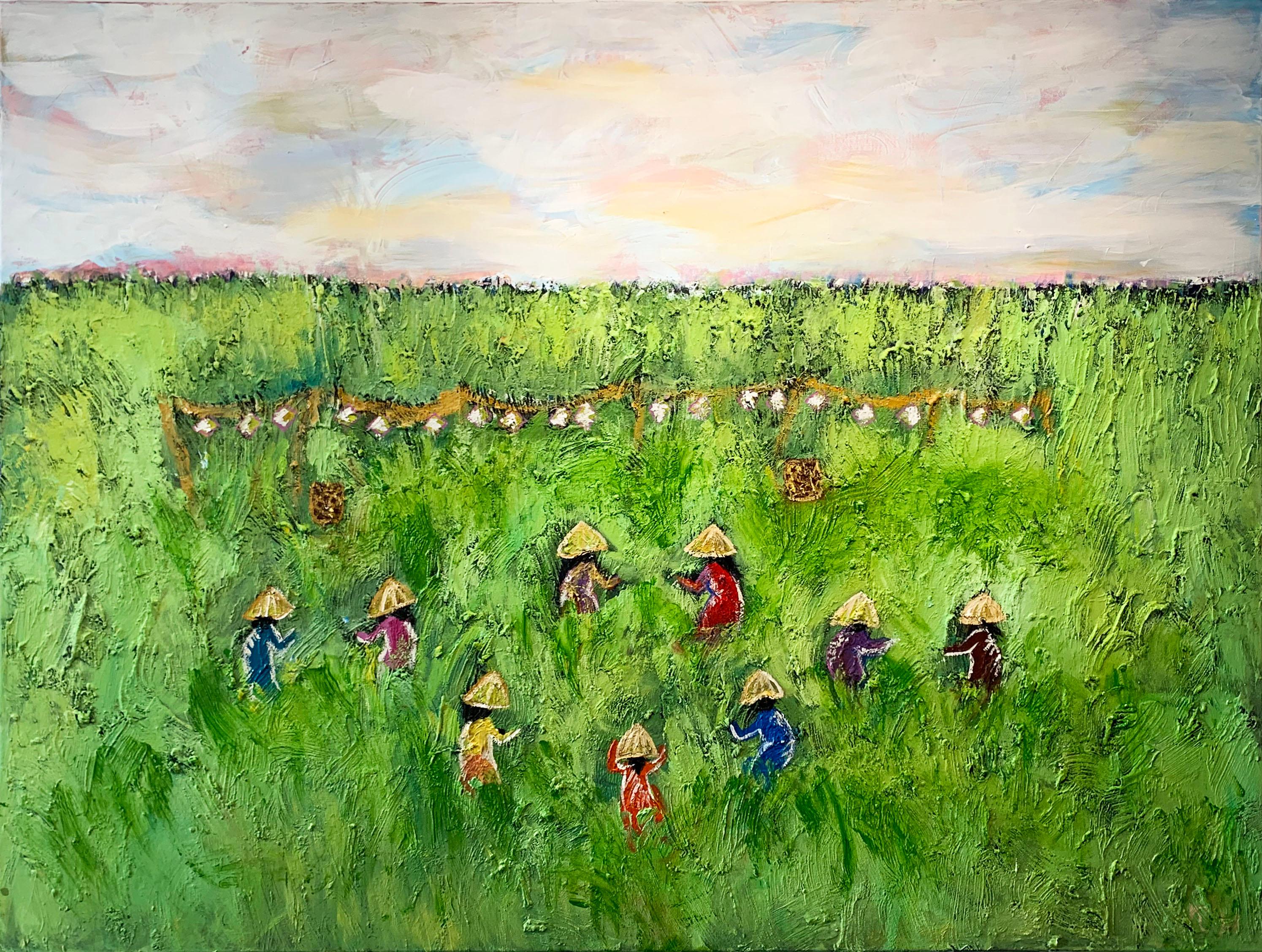 Sunshine Fields by Katharina Husslein large contemporary abstract oil painting