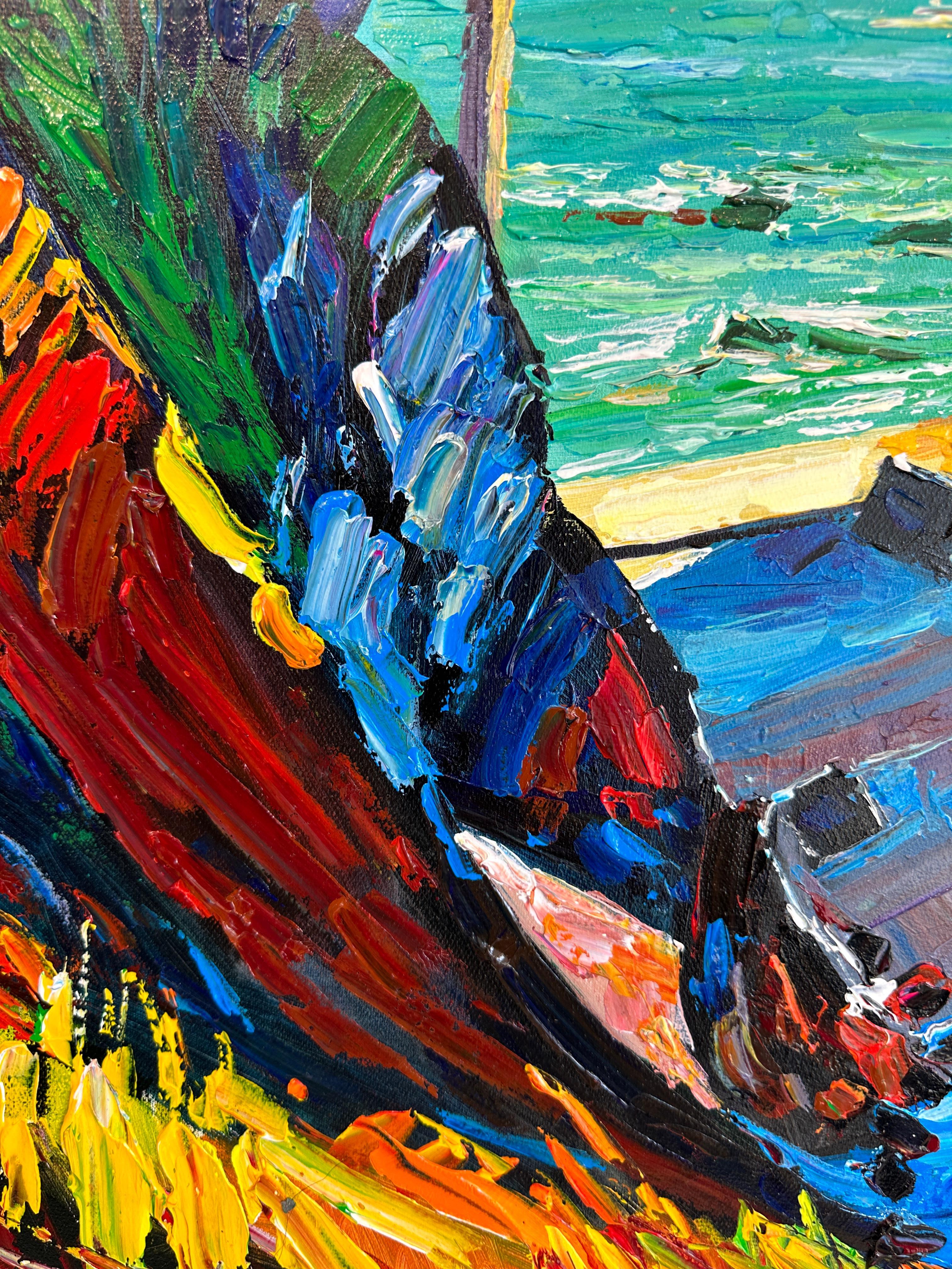 Sunshine on My Mind - Katharina Husslein Colorful Impasto Oil Landscape Painting 3